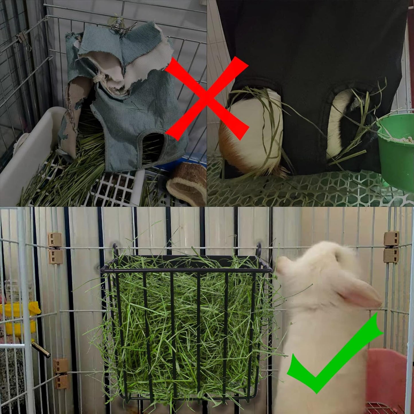 Guinea Pig Hay Feeder，Rabbit Hay Feeder with Heavy-Duty Metal Frame Ha
