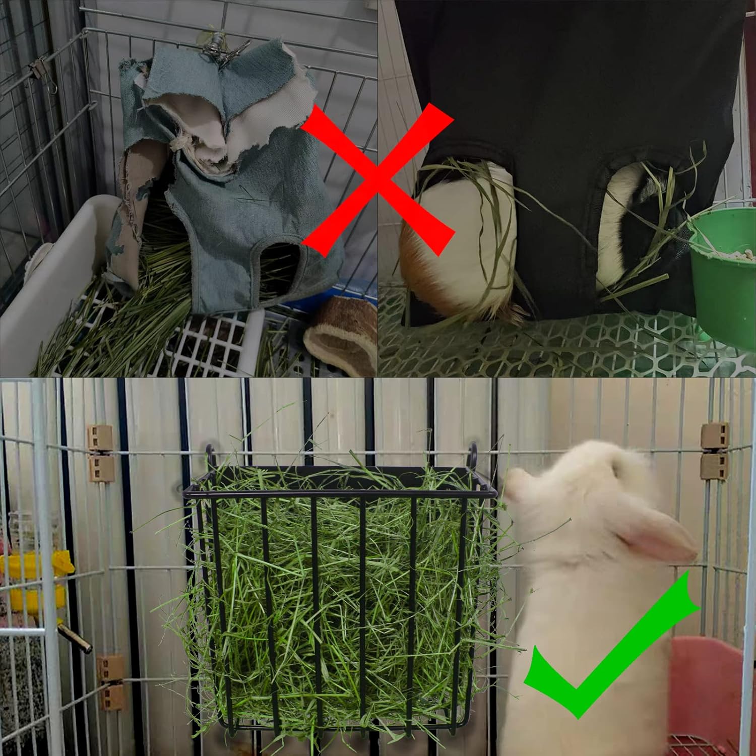 Guinea Pig Hay Feeder，Rabbit Hay Feeder with Heavy-Duty Metal Frame Ha