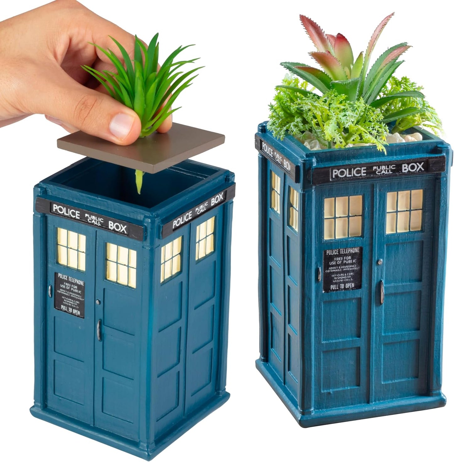 Doctor Who 6" Ceramic Tardis Planter - For Real, Fake Plants & Succulents - Collectible Dr. Who Police Box Decor for Home or Office - Officially Licensed - Stocking Stuffer Gift for Teens, Women & Men