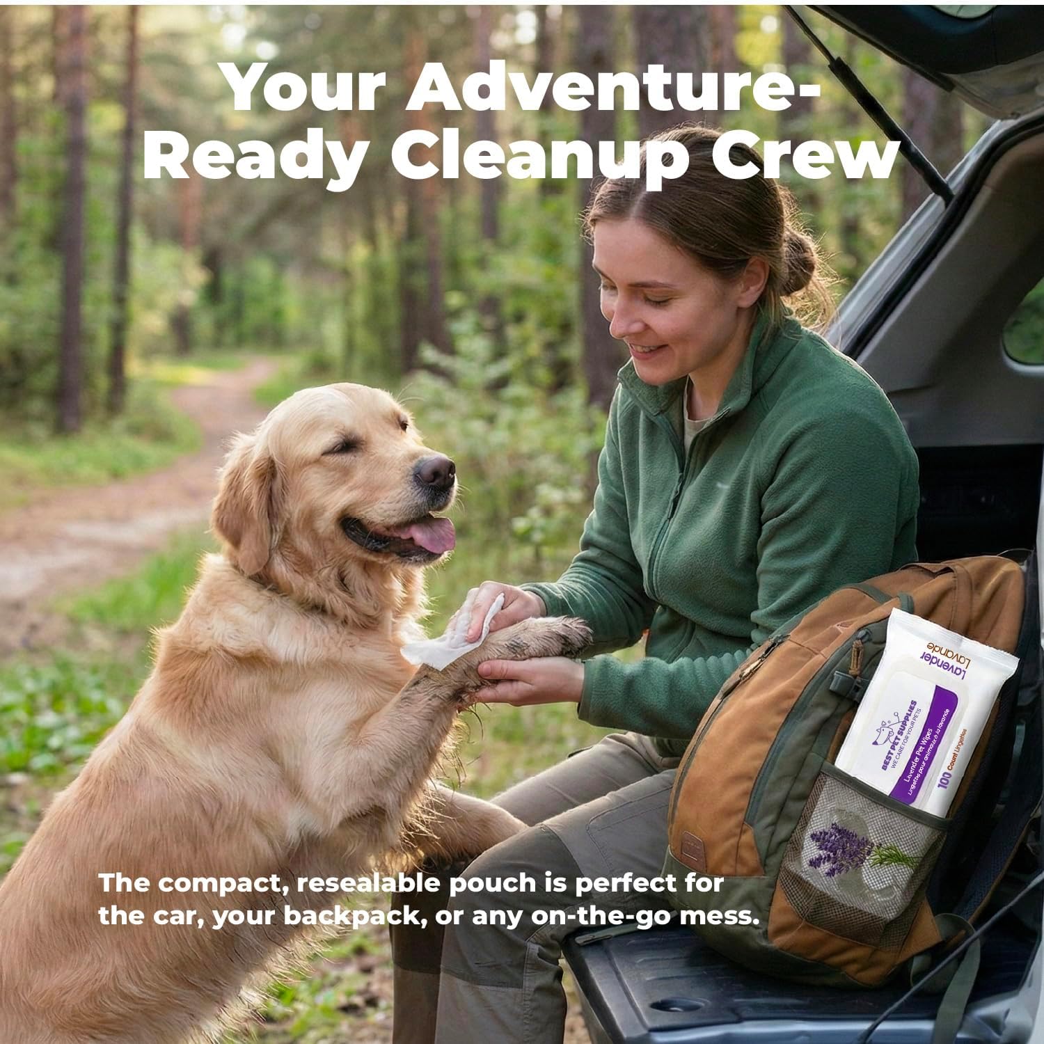 Best Pet Supplies 8" x 9" Large Dog Wipes - Cleaning and Deodorizing f