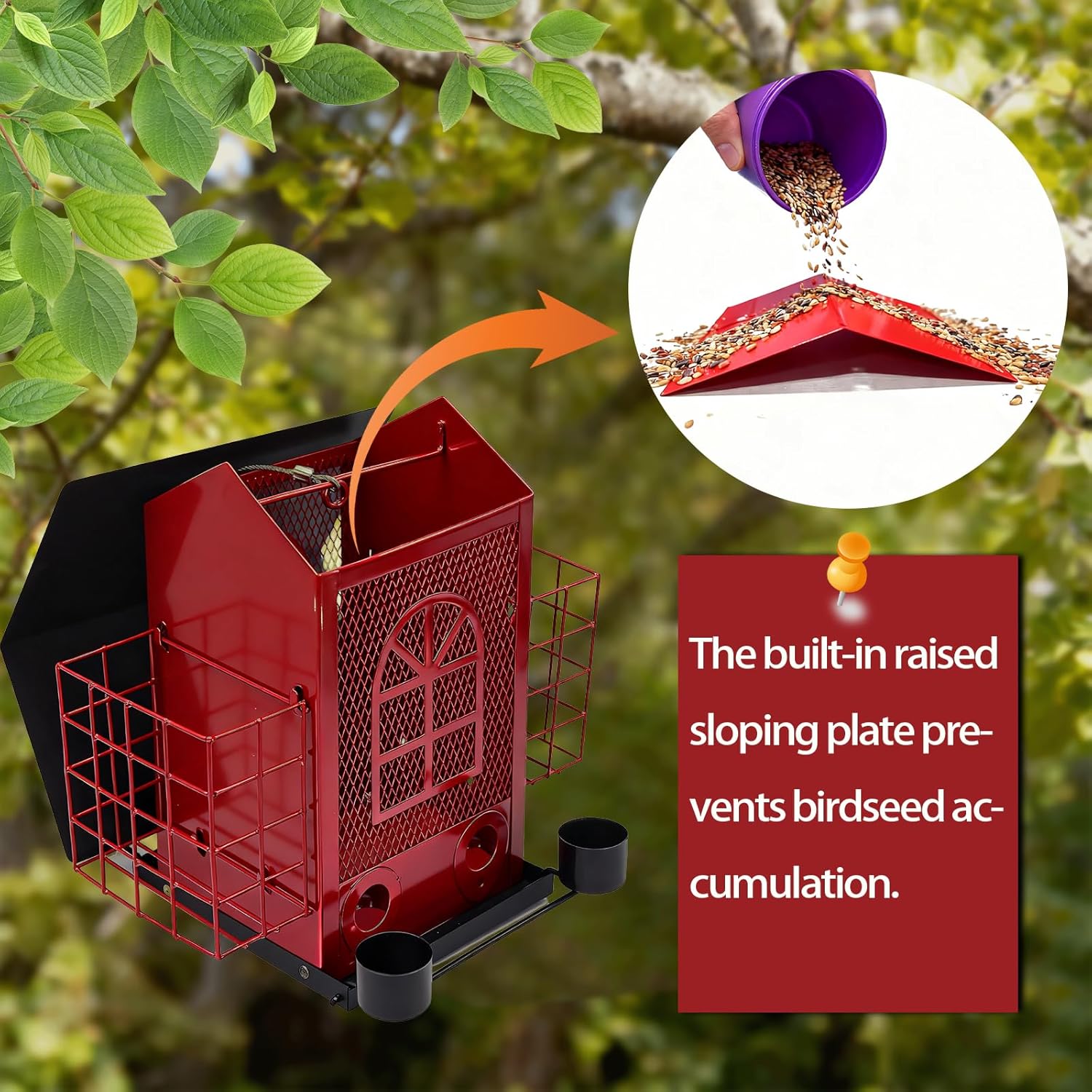 Outdoor Metal Hanging Bird Feeder Large Capacity Premium Wild Bird Fee