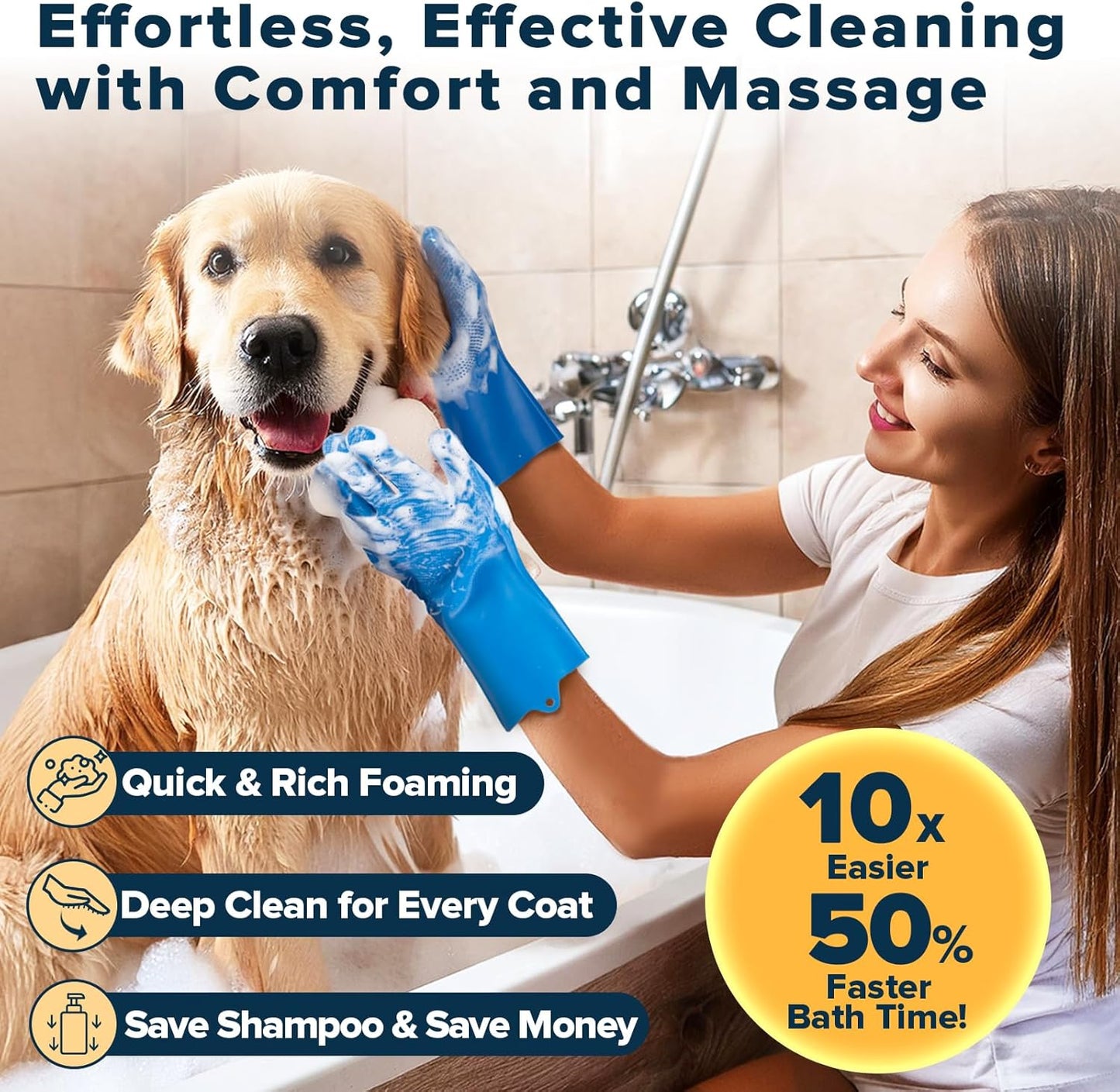 6PCS Pet Grooming Kit for Dogs,Cats and Horses | Dog Washing Gloves | 