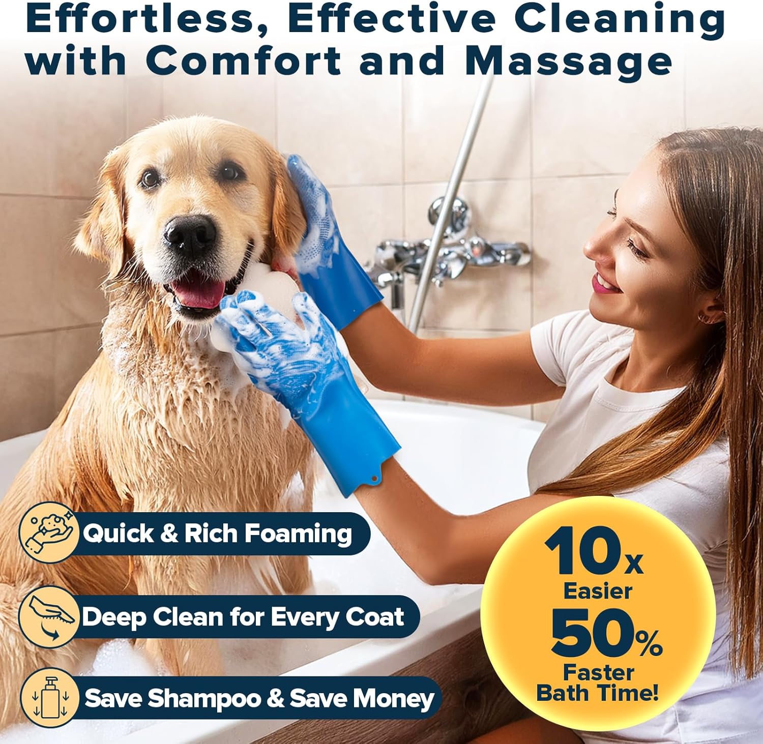 6PCS Pet Grooming Kit for Dogs,Cats and Horses | Dog Washing Gloves | 