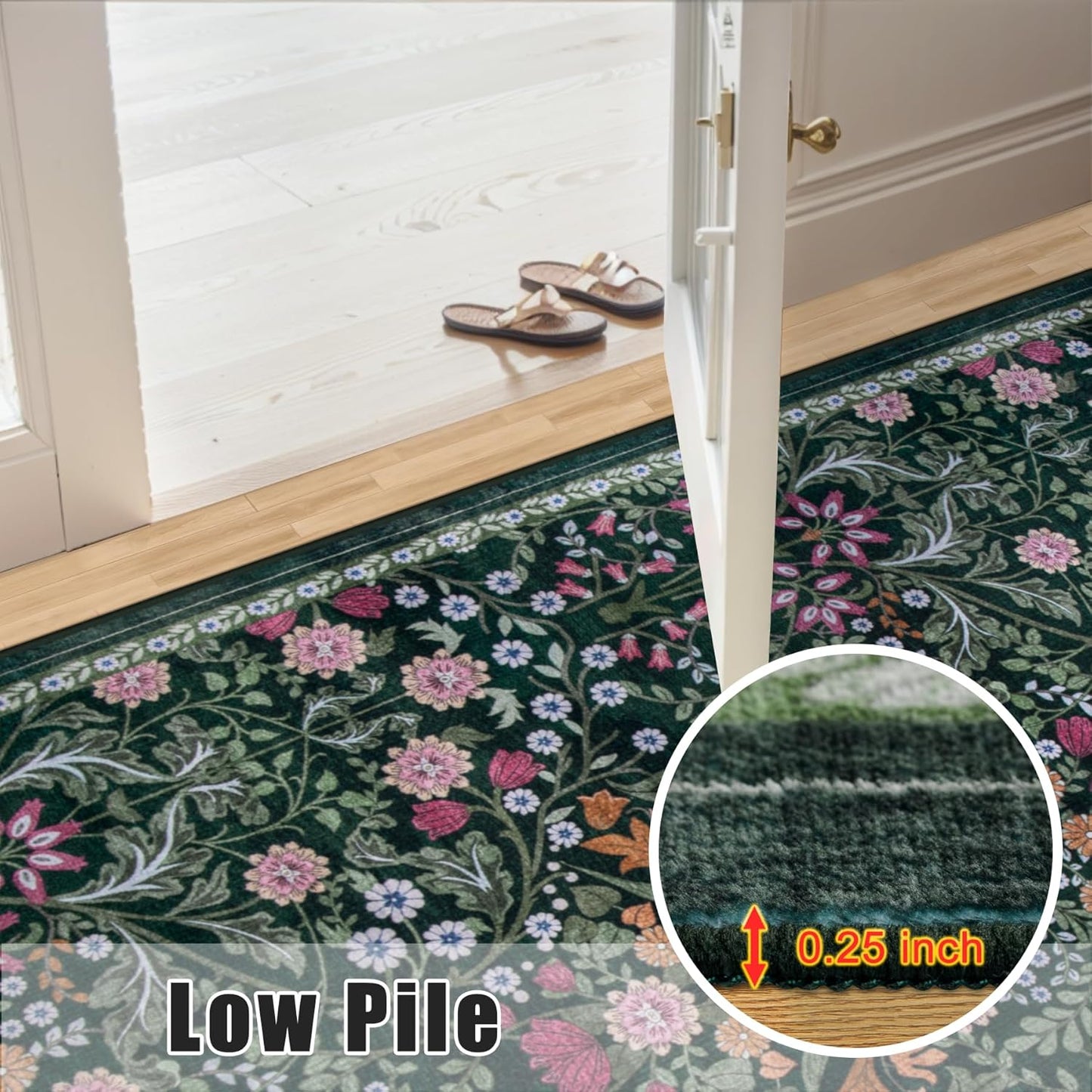 8x10 Area Rugs for Living Room: Floral Washable Rug Vintage Large Soft