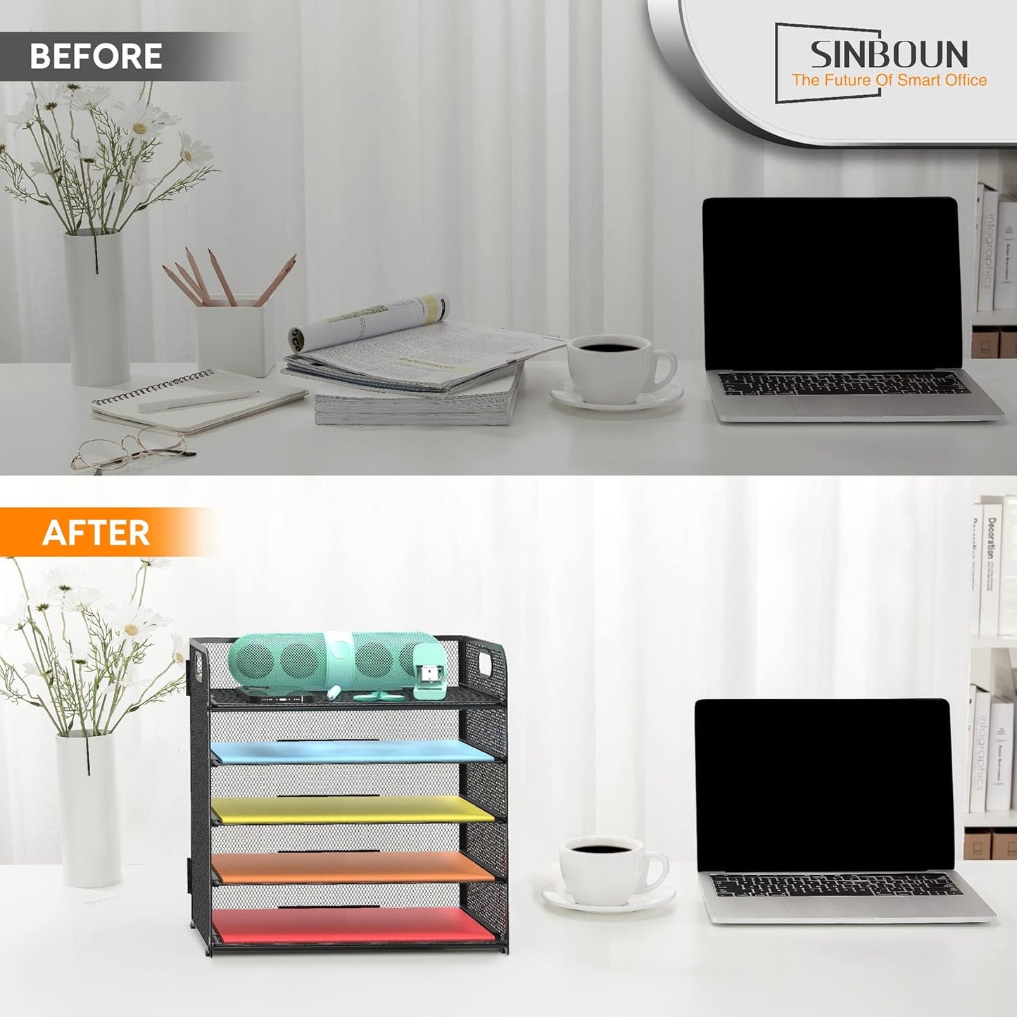 Letter Tray Paper Organizer 5-Tier Desk Organizer File Organizer Paper