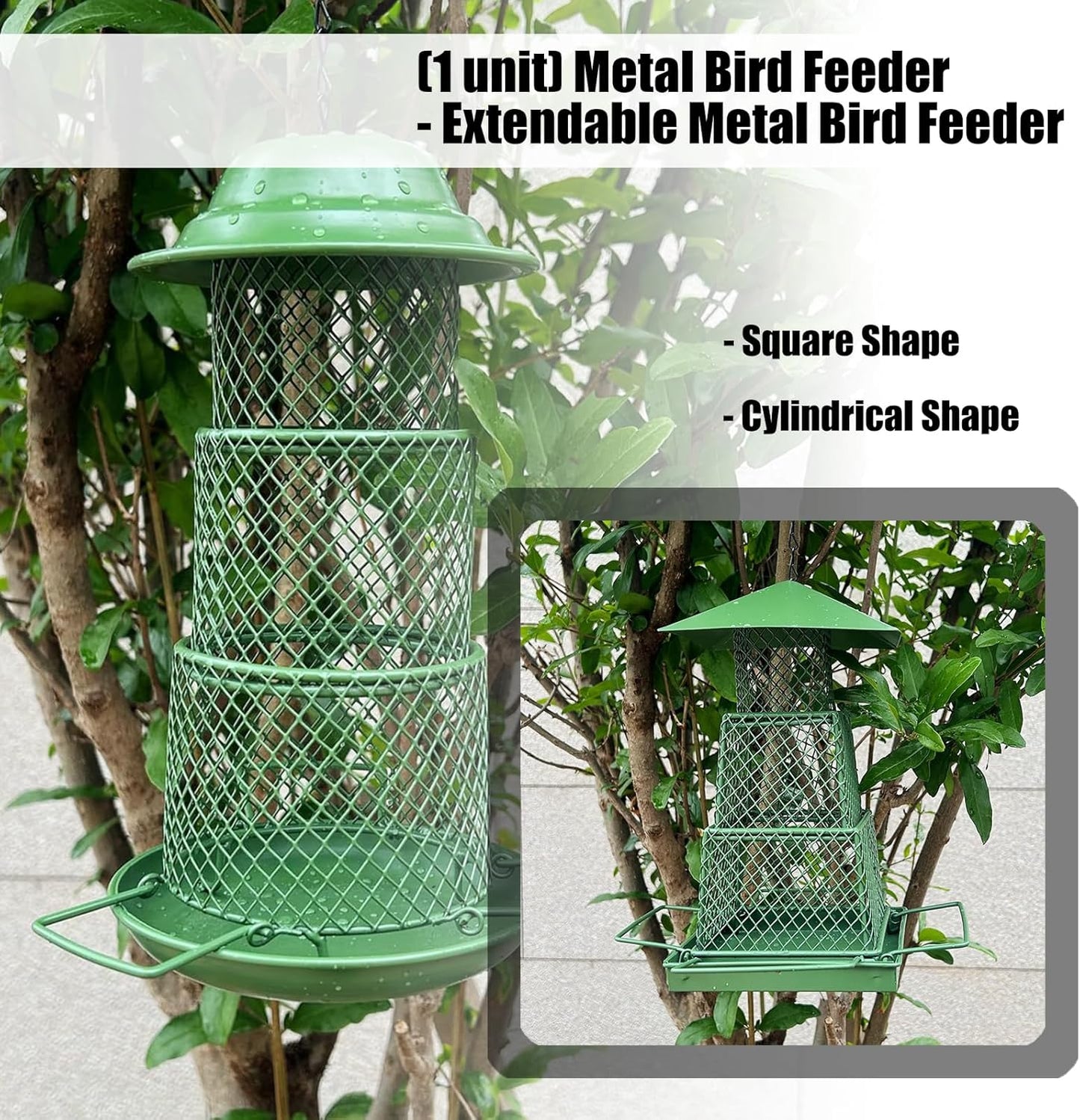 Anti Squirrels Metal Wild Bird Feeder Feeding Stations Wide Roof Protections Dry Large Preservation for Garden Birds Anti Squirrels Weatherproof Metal Bird Feeder