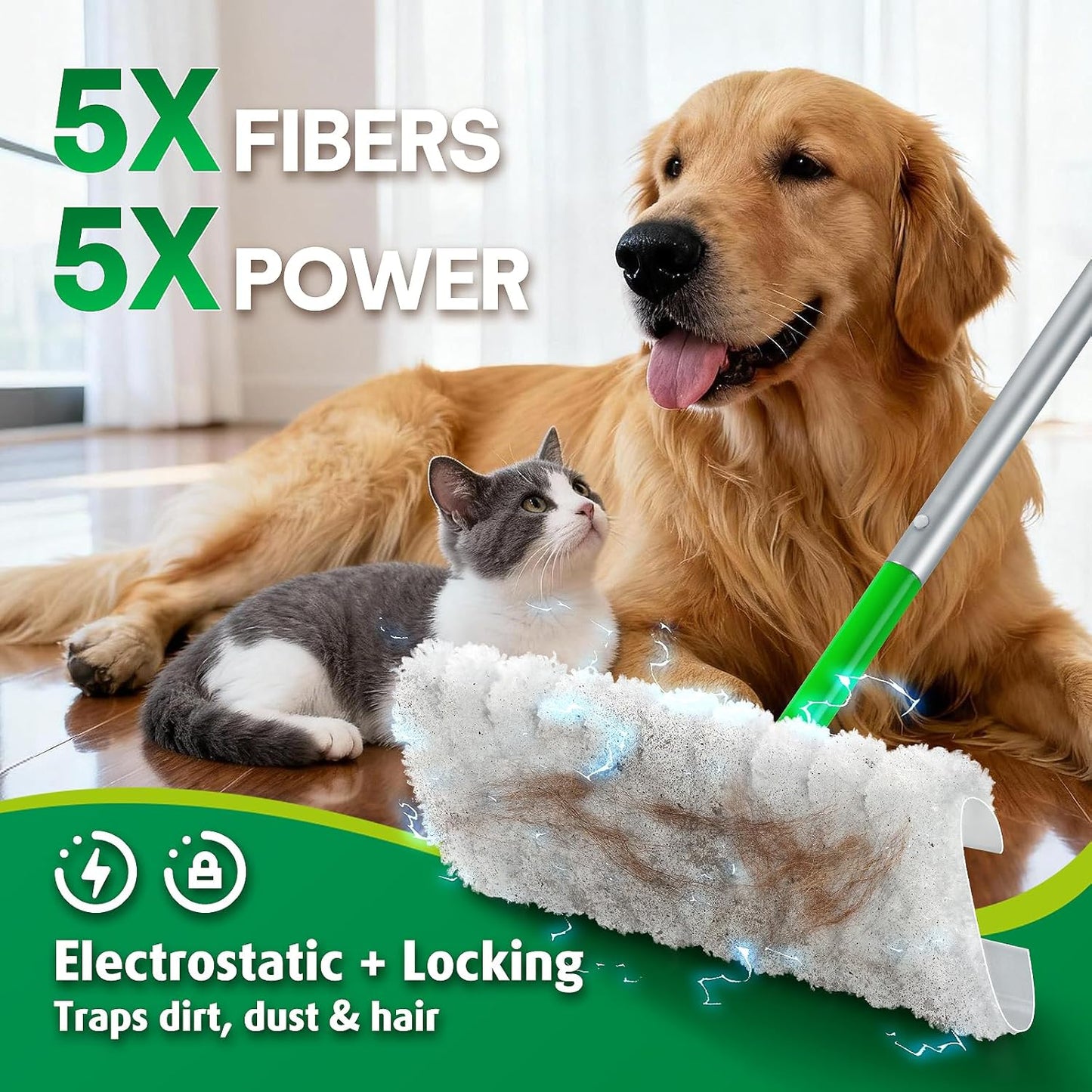 AIR U+ Dry Mop Pads for Swiffer Sweep and Mop, Heavy Duty Pet Dry Sweeper Refills, Sweeping Cloths for Cleaning Hardwood Floor Dust and Hair, Disposable, Unscented, 30 Count