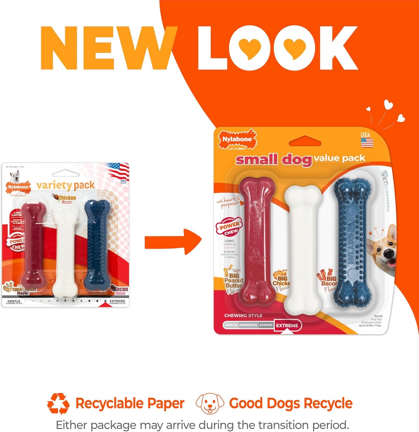 Nylabone Original Bone Power Chew Toy Value Pack for Dogs, Durable Dog
