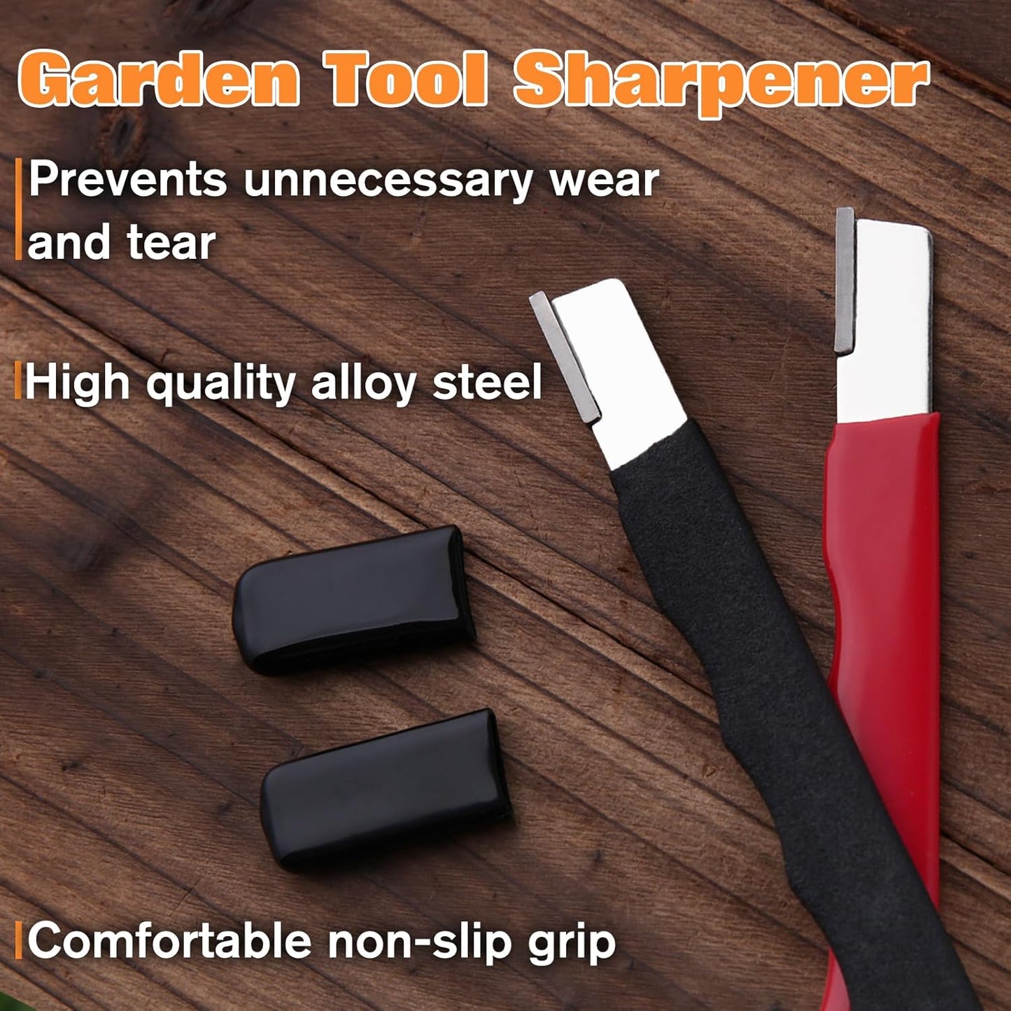 2PCS Multipurpose Garden Tool Blade Sharpener Pocket Knife Sharpener Garden Tool Sharpener for Knife, Pruners, Loppers, Hedge Shears Scissors, Axe, Hatchet, Machete, Lawn Mower Blade