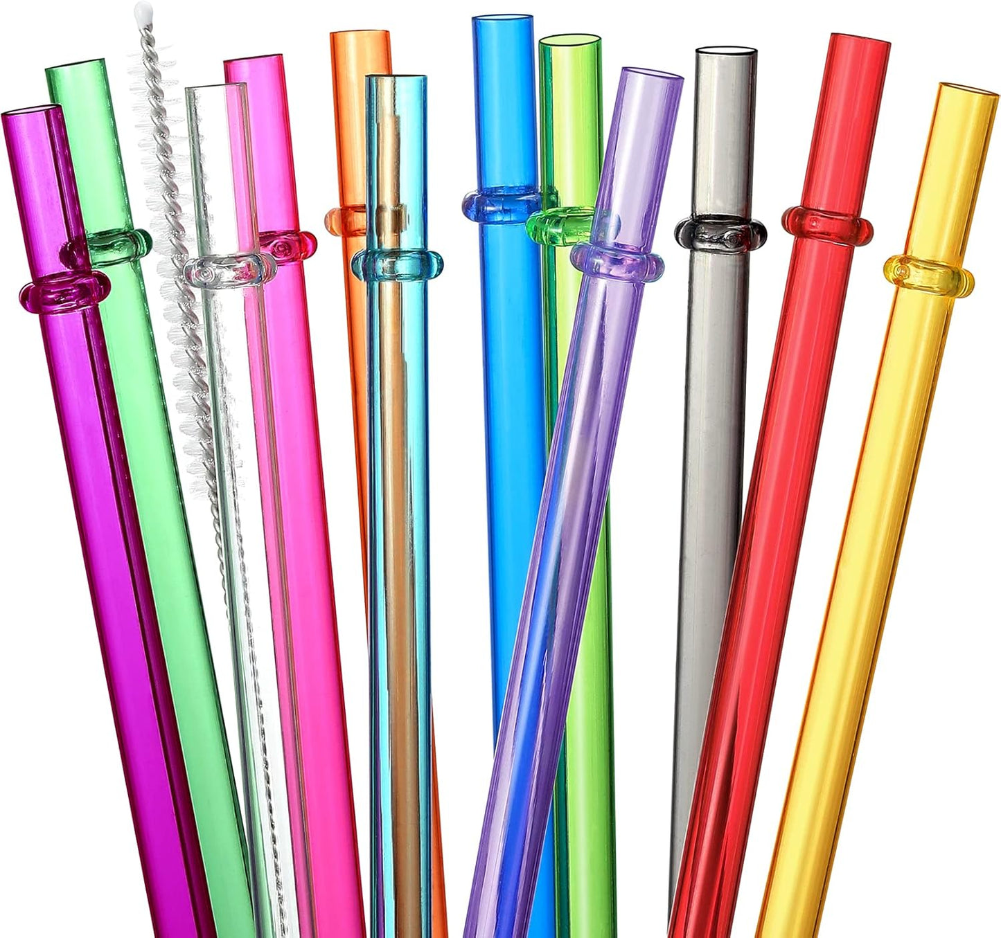24 PCS, Reusable Straws with 4 Brushes, 10.5" Long Tritan Hard Plastic