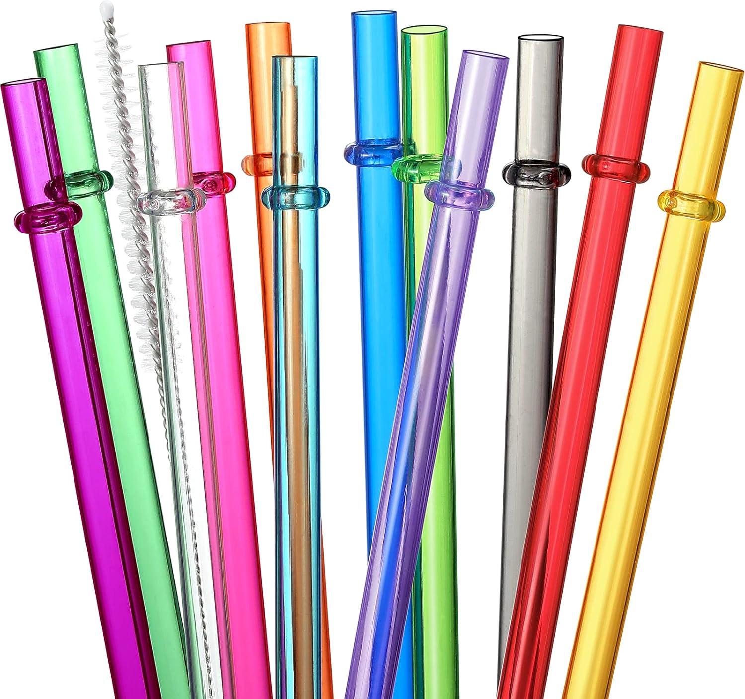 24 PCS, Reusable Straws with 4 Brushes, 10.5" Long Tritan Hard Plastic
