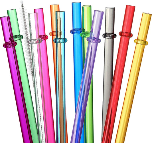 24 PCS, Reusable Straws with 4 Brushes, 10.5" Long Tritan Hard Plastic