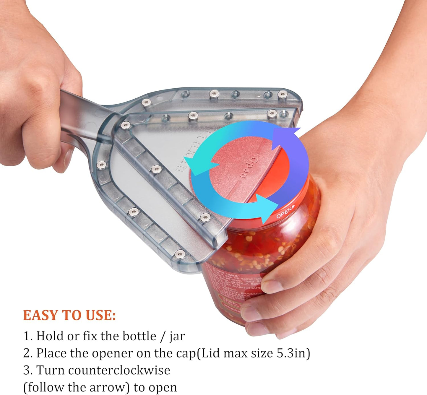 Jar Opener for Weak Hand & Seniors with Arthritis,Easy Twist Off Bottle Caps,Patent | Unique Kitchen Gadgets,Handheld Lid Top Open for Elderly/Women/Men (Blue)