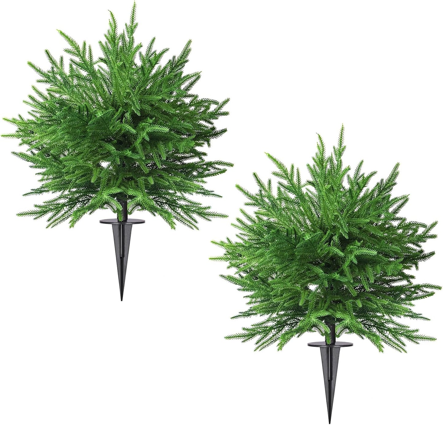 Artificial Topiary Ball Trees, 2 Pack 28'' UV Resistant Faux Cedar Bushes, Outdoor Indoor Decorative Evergreen Plants with Ground Spikes for Patio Garden Porch Decor