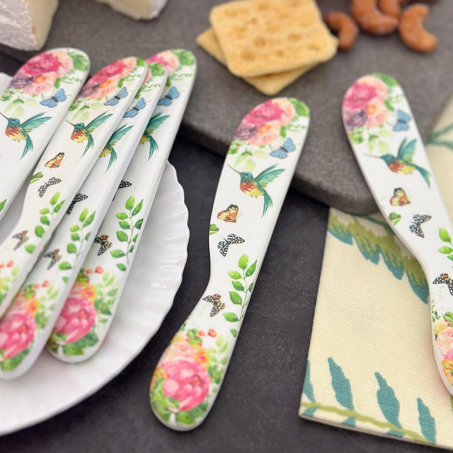UPware Rose Garden Cheese Spreader Set, Melamine Multipurpose Butter S