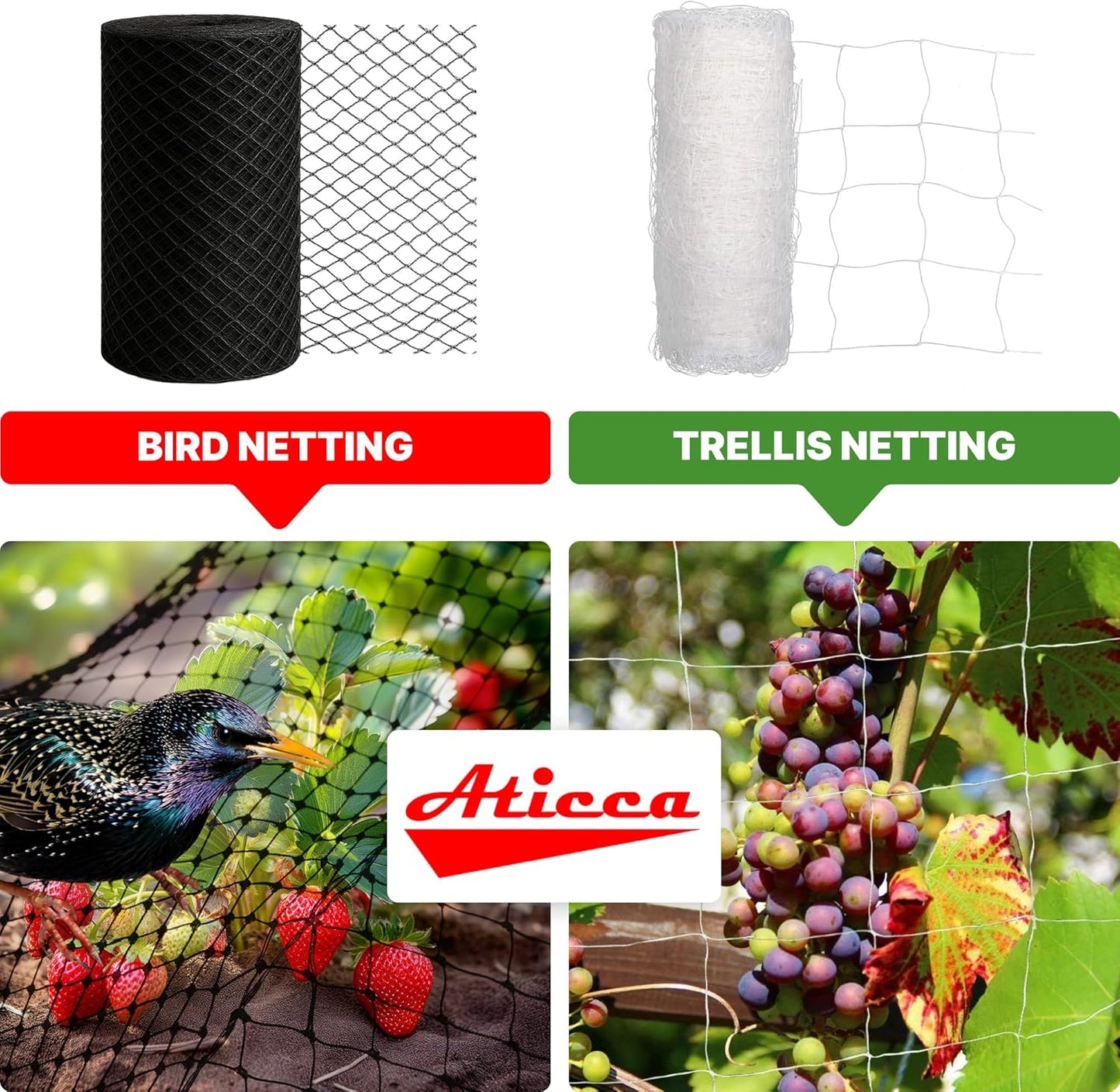 Heavy Duty Bird Netting for Garden Protection & Fruit Trees, 7.5x100 F