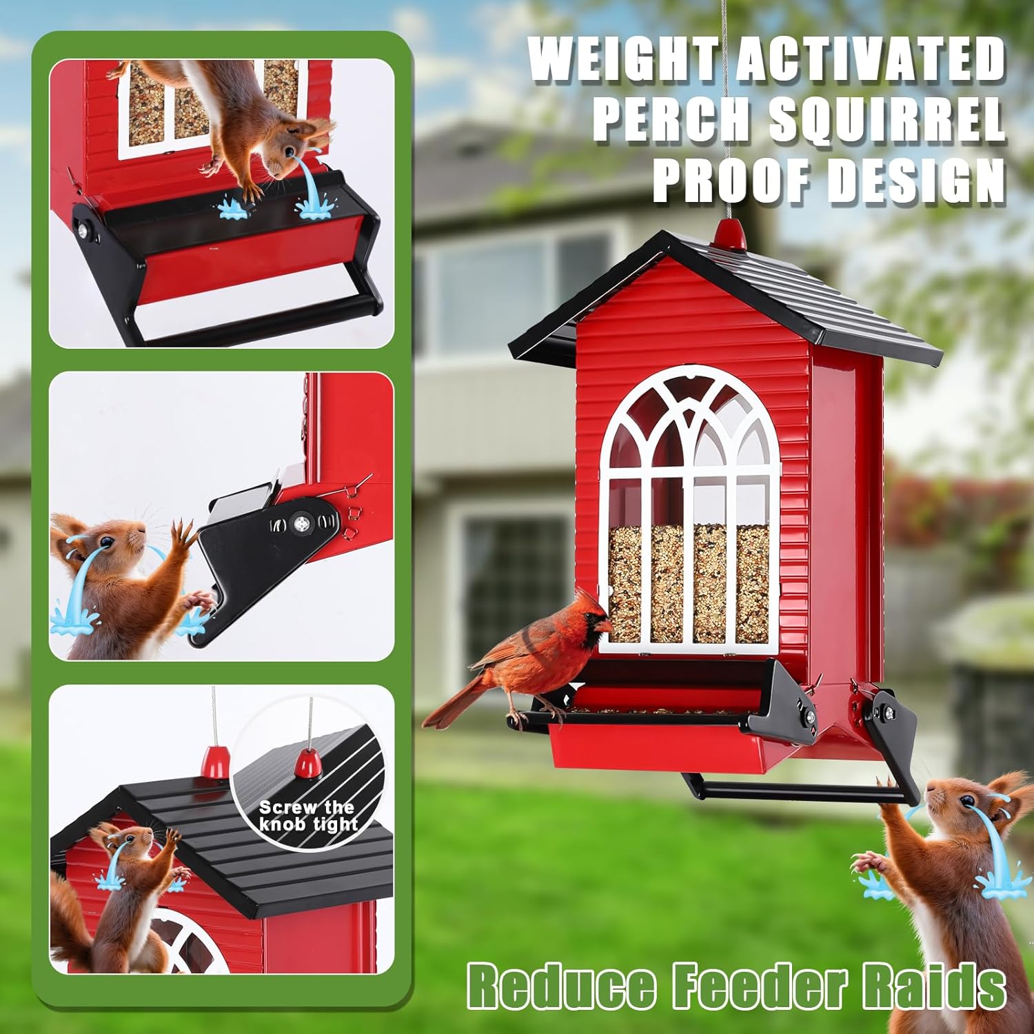 Squirrel Proof Bird Feeder for Outdoors,5LB Large Capacity,Metal Wild 
