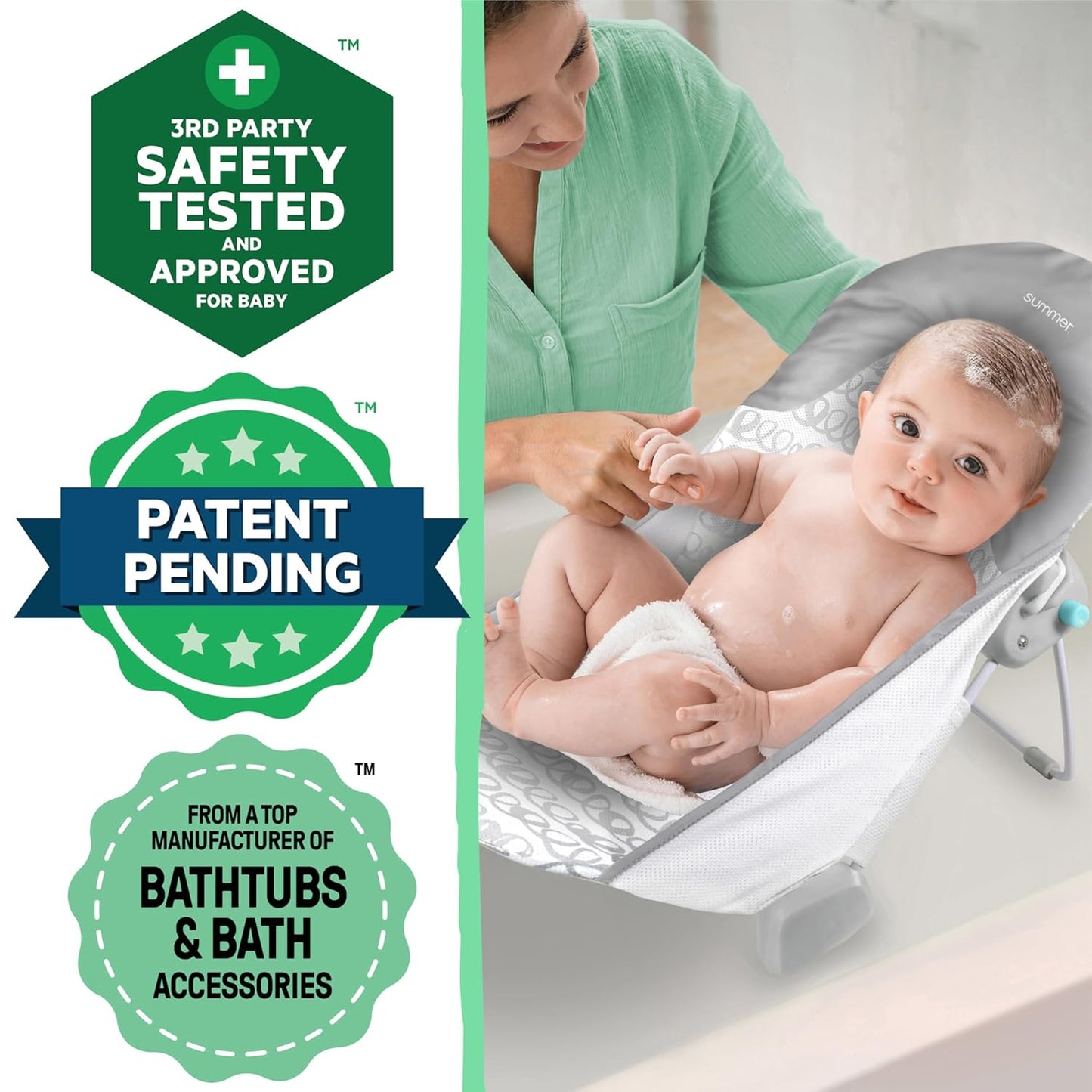 Ingenuity Foldaway 2-Position Baby Bath Seat, Adjustable Support for S