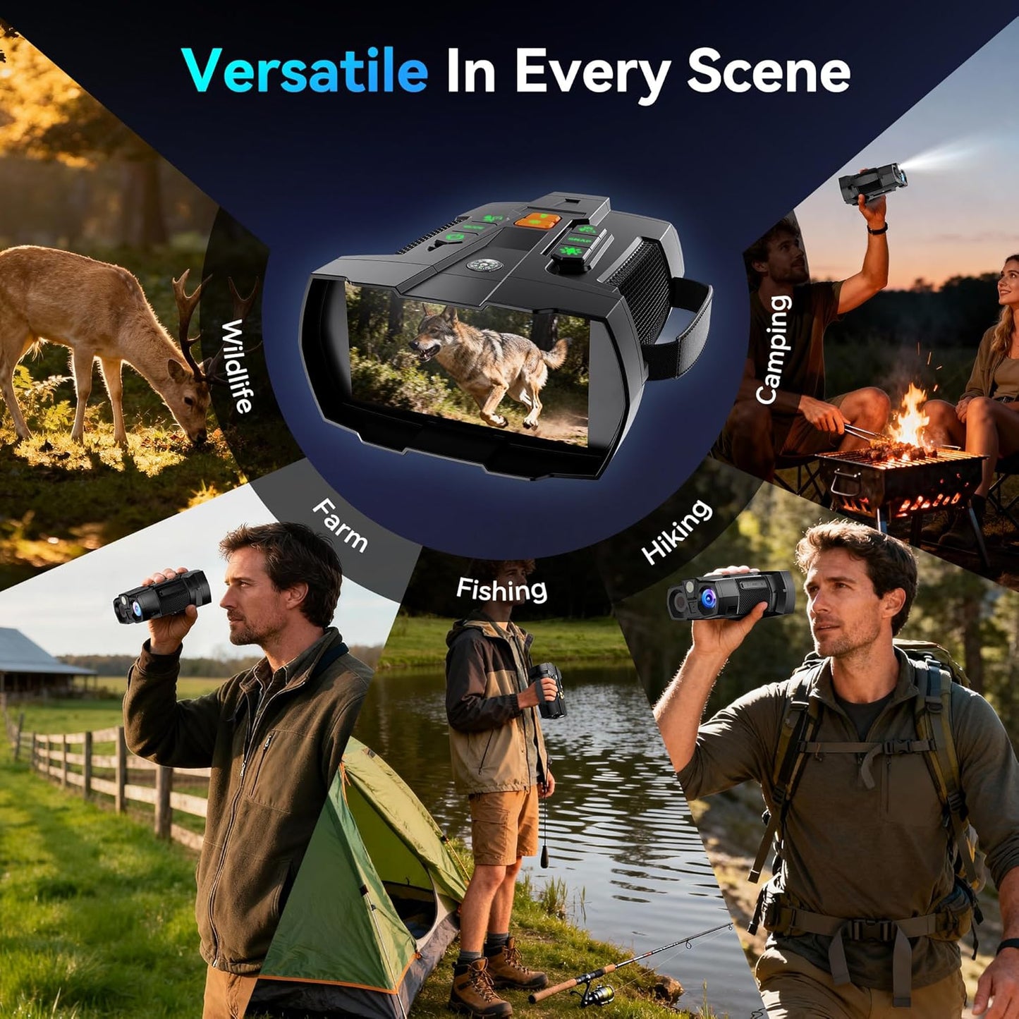 4K Night Vision Goggles for Adults: 4.5" HD Large Screen Digital Night Vision Device with 5000mAh Battery - Outdoor Exploration & Camping Gear Gifts for Men Husband