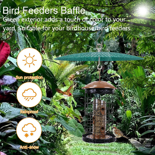 Bird Feeder Baffle，Humming Bird Feeders Cover for Hanging,13 inch Metal Squirrel Baffle Shield for Outside(Green(Green,1 Pack)
