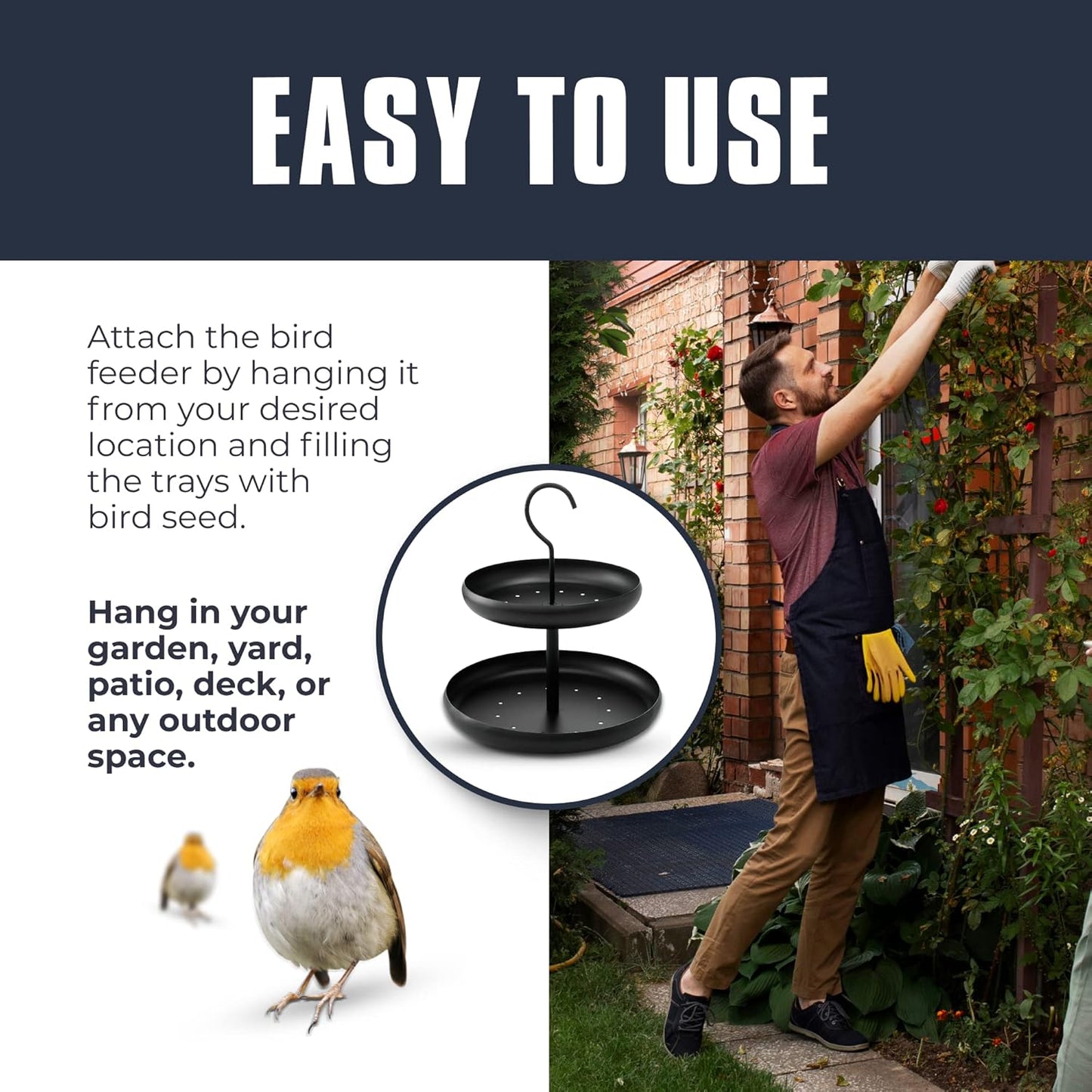 Monarch Abode Hanging Bird Feeder for Outdoors – Hanging Birdfeeder wi