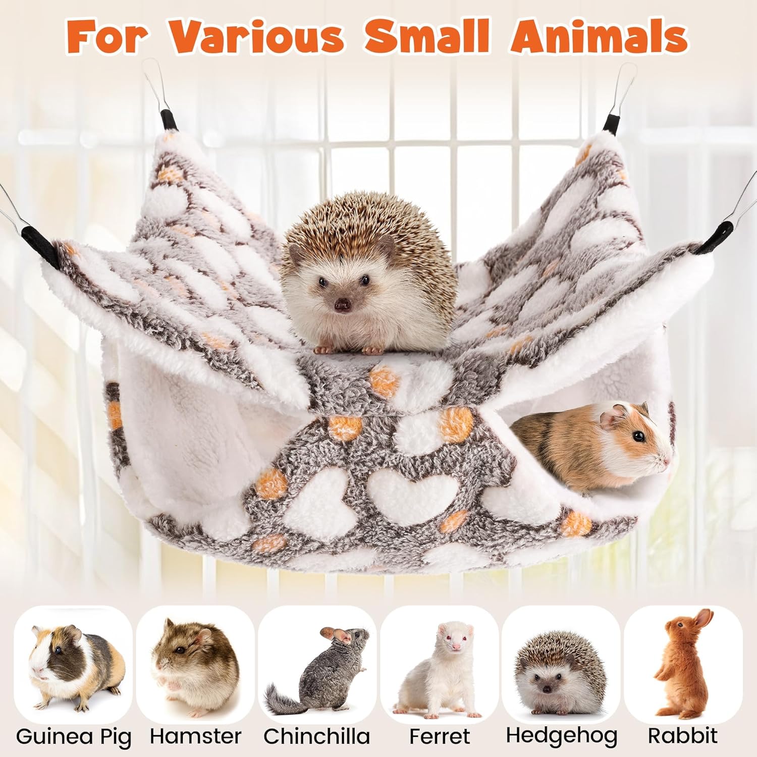 MCEAST 4 Pieces Small Pets Cage Accessories Hanging Hammock Sleeping B