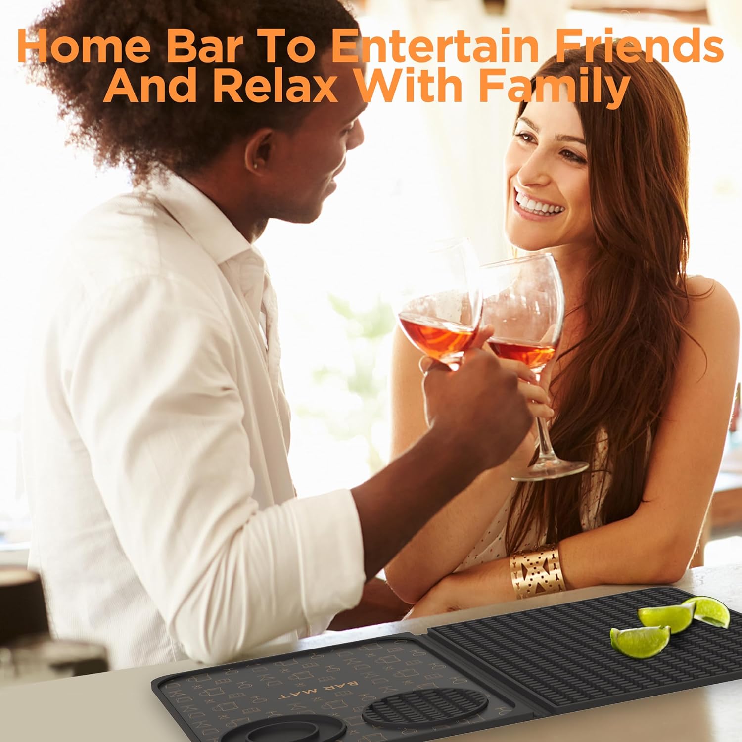 Bar Mat, Bar Accessories, Multifunctional Folding Cocktail Mat with Cu