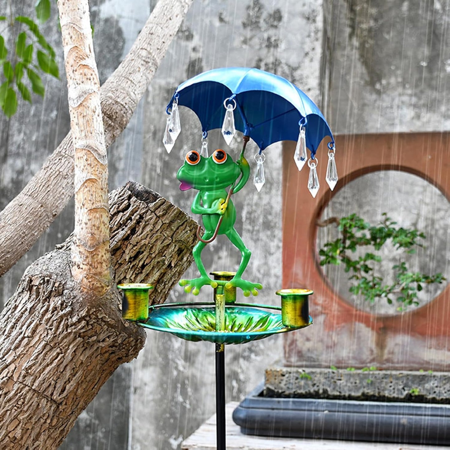 Weather Bird Feeder Metal Design for Hummingbirds Providing Double Food and Water in Gardens Easy Install Outdoor Garden Feeder