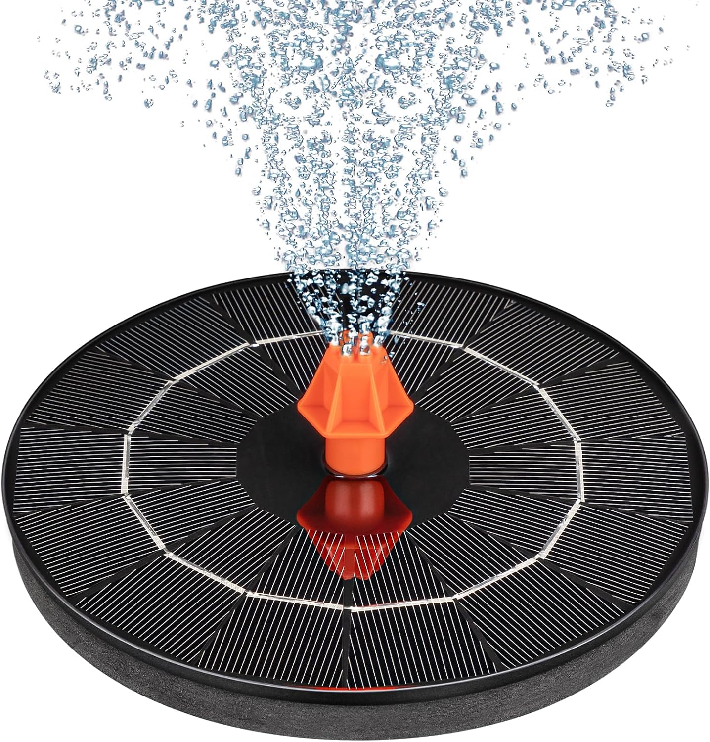 3.5W Solar Fountain, Upgrade Solar Water Fountain Pump Outdoor,Solar Bird Bath Fountains with 4 Fixed Rods & 8 Orange Nozzles for Bird Bath, Garden, Pond, Pool