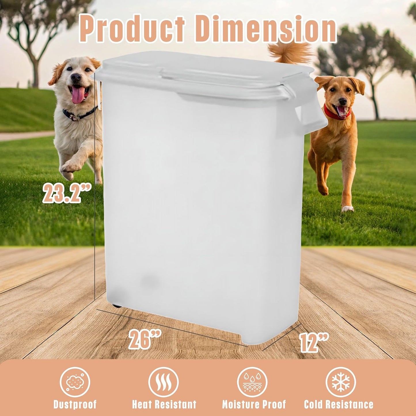 Buddeez 80-Quart Roll-Away Pet and Large Animal Food Dispenser with Scoop