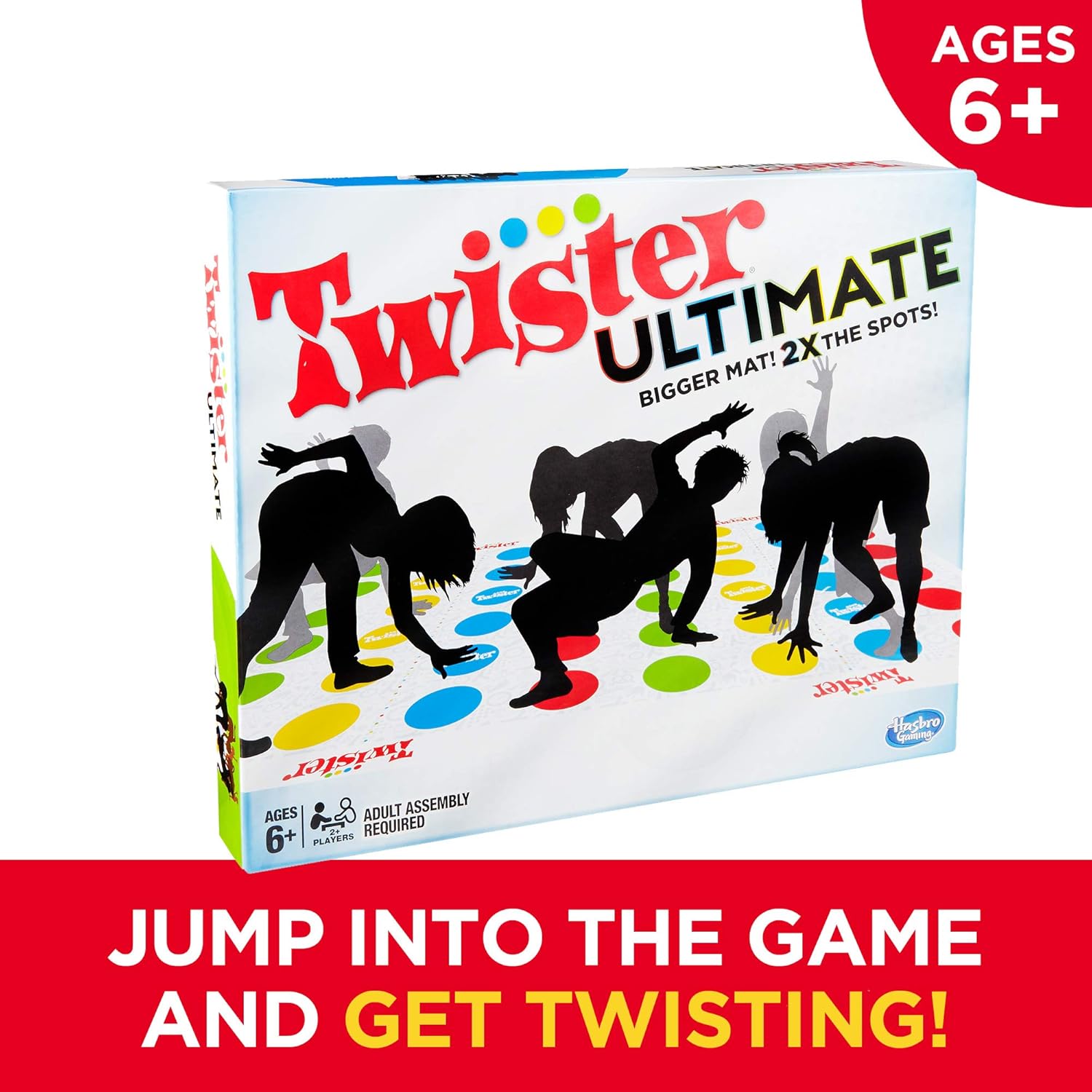 Hasbro Gaming Twister Ultimate: Bigger Mat, More Colored Spots, Family
