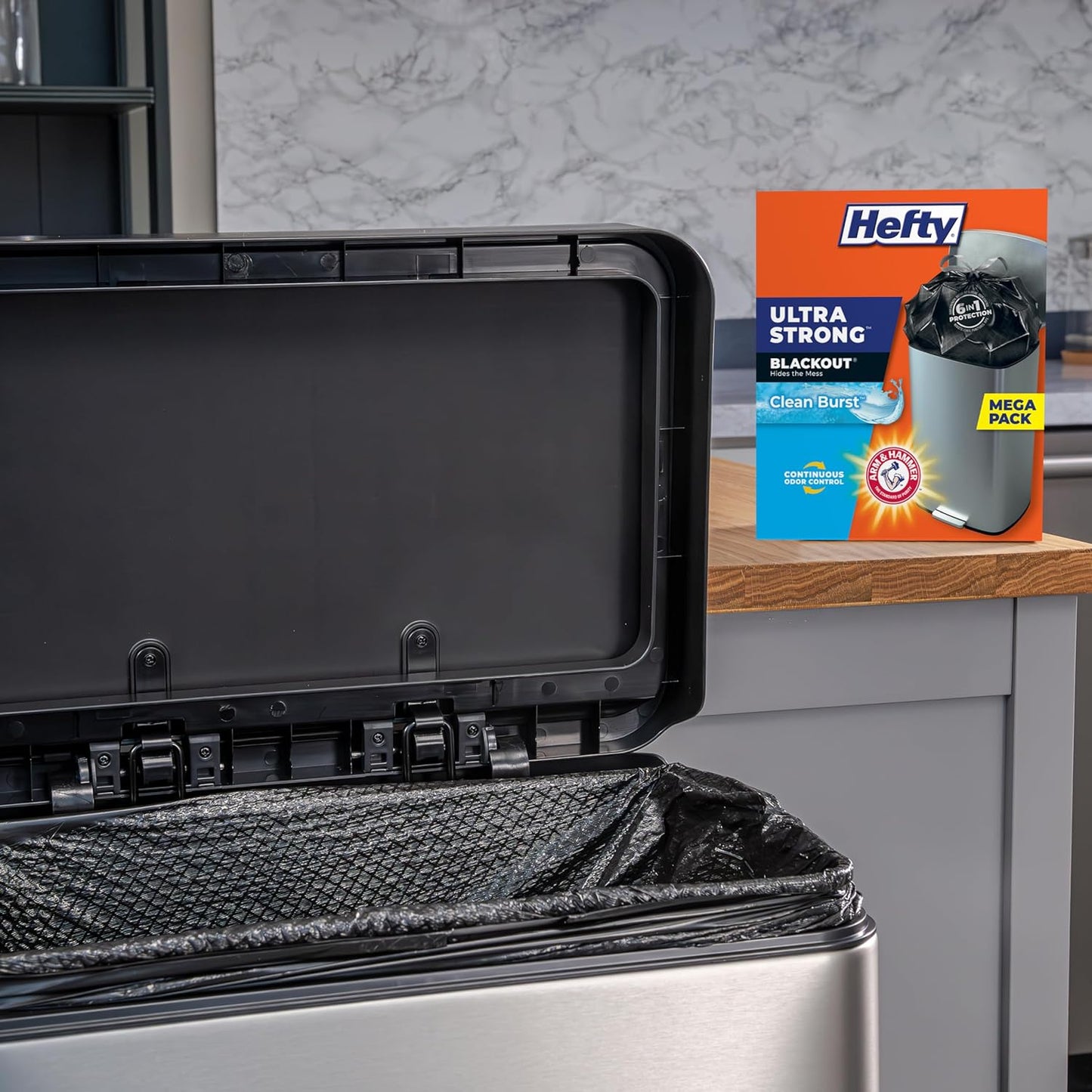 Hefty Ultra Strong Trash Bags, Black Tall Kitchen Trash Bags 13 Gallon