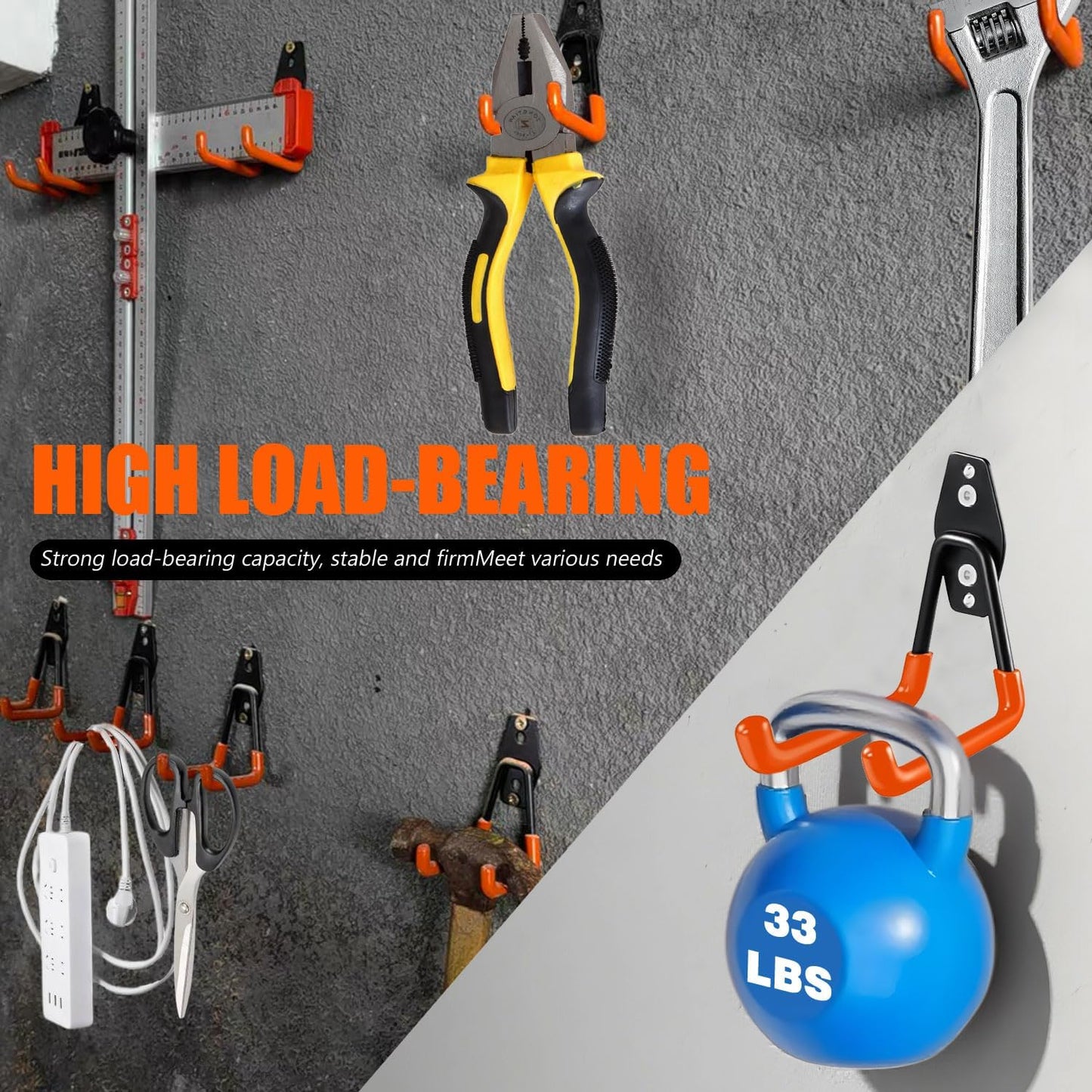 Heavy Duty Garage Storage Hooks, 4 Pack Utility Steel Garage Tool Organizer Wall Mount for Hanging Power and Garden Tools Ladders Hoses Bikes Ropes & Bulk Items