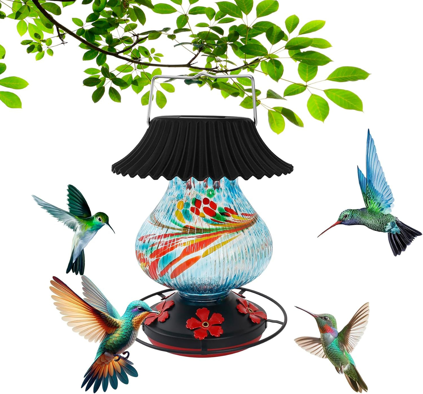 Blown Glass Hummingbird Feeder 6