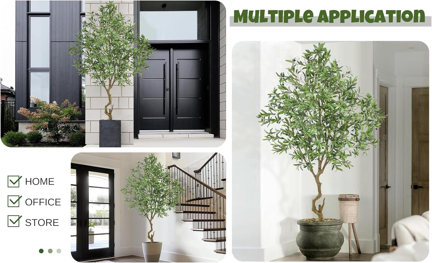 Artificial Olive Tree 8FT with 2190 Leaves & White Planter Realistic Tall Large Fake Faux Silk Plant 94 Inch for Indoor Home Office Porch Mall Restaurant Hotel School Decor Housewarming Gift