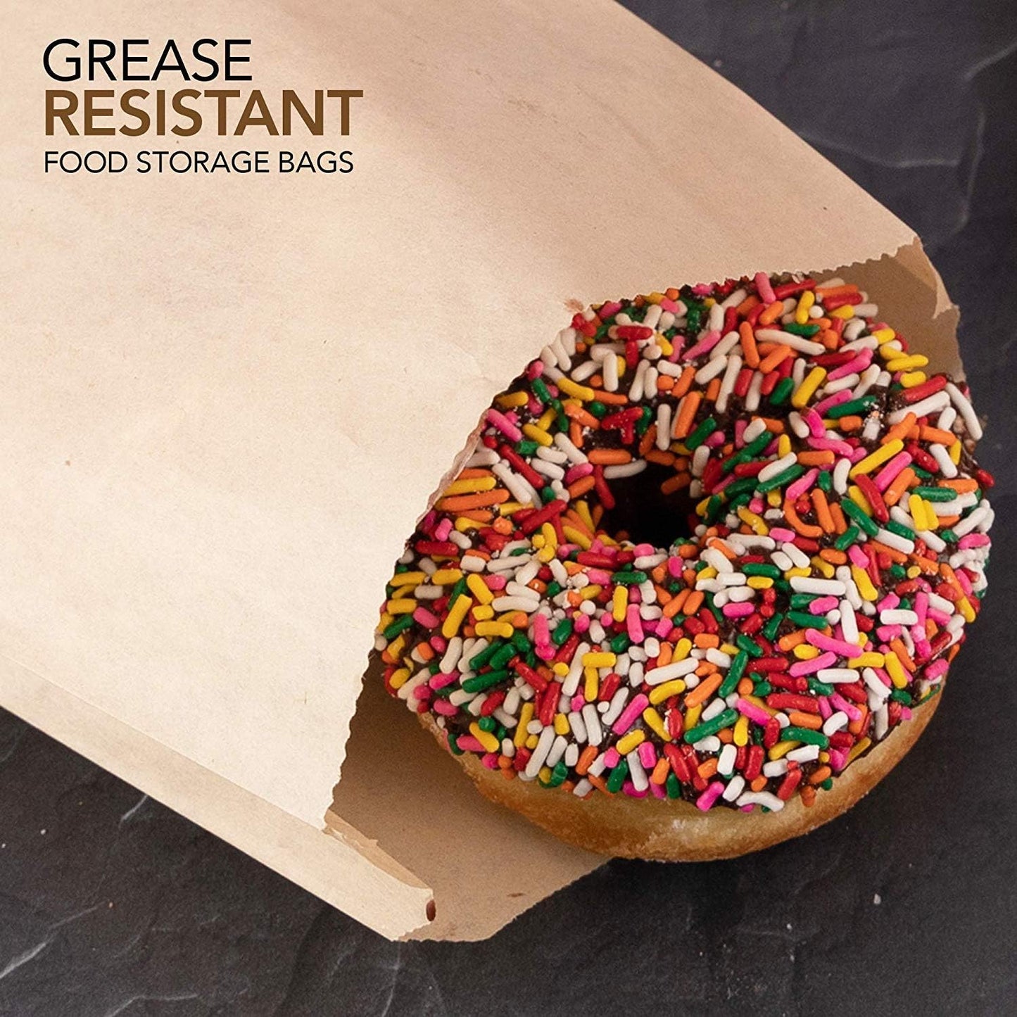 Paper Sandwich Bags Kraft Brown (200 Pack), Commercially Compostable Food Grade Unbleached Kraft Paper for Bakery, Cookies, Treats, Snacks, Sandwiches