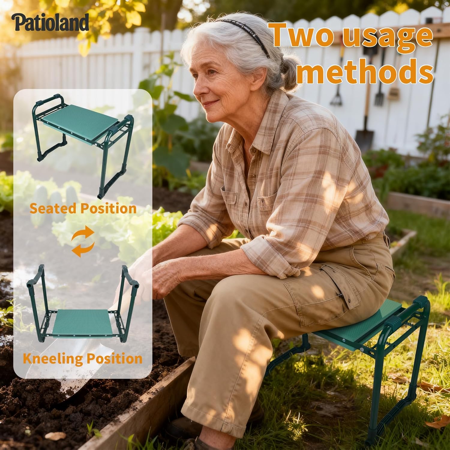 Garden Kneeler and Seat with 2 Tool Bags, 10.2" Widen Heavy Duty Thick