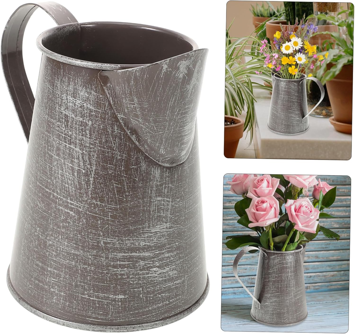 BESTOYARD Retro Iron Flower Pot Pitcher Flower Holder Home Decoration 