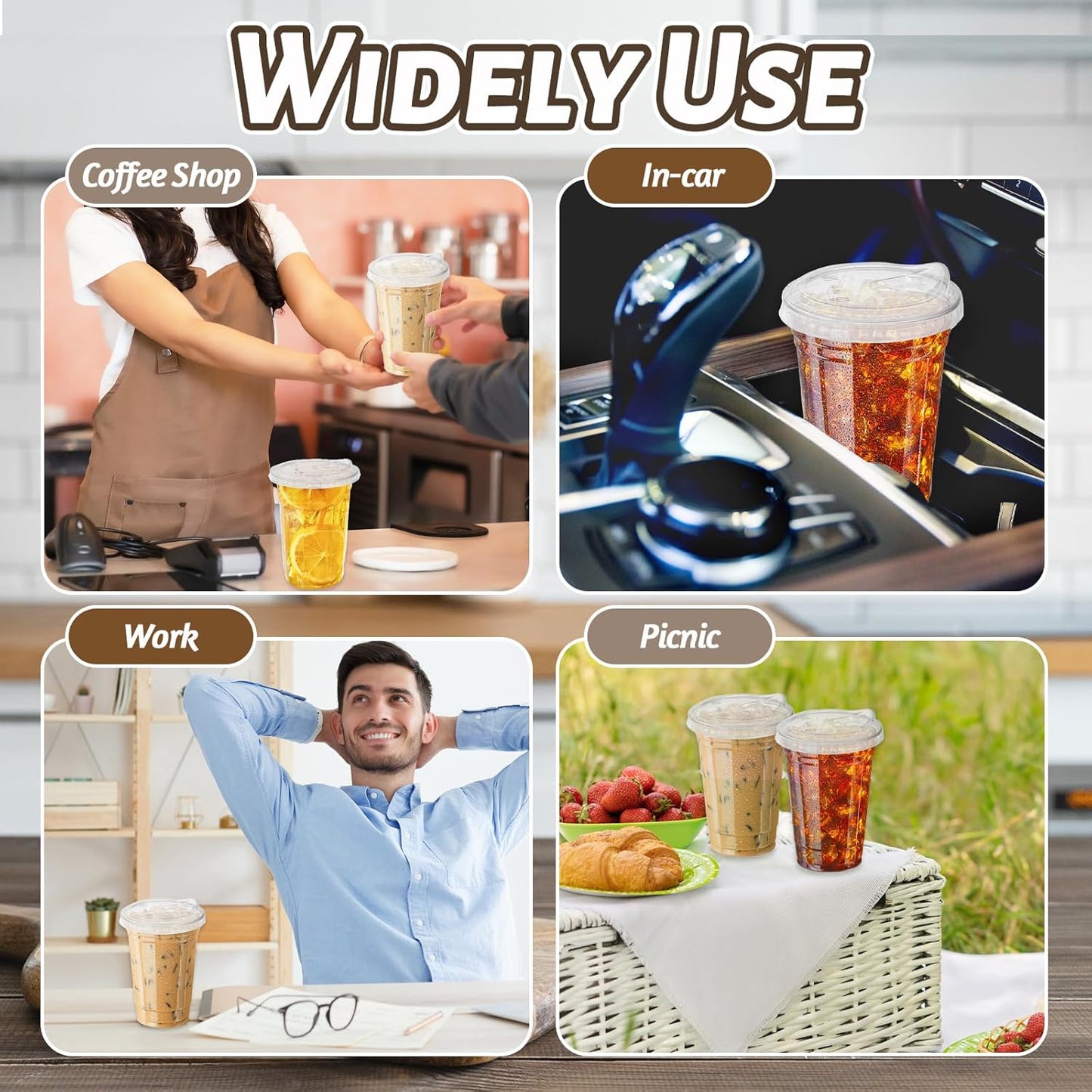 20 oz Clear Plastic Cups with Strawless Sip Lids,25 Sets Disposable Iced Coffee Cups with Lids,Disposable Clear Plastic Cup with Lid for Iced Coffee,Smoothie,Cold Drinks for Party
