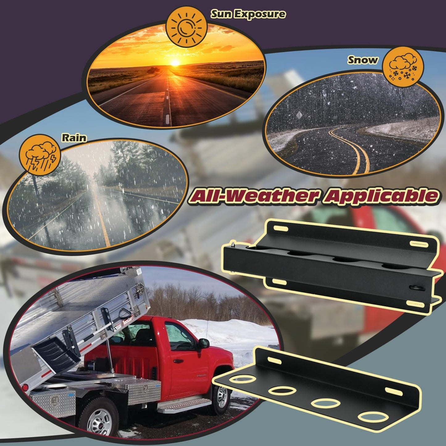 TOPOWN 4-Hole Heavy Duty Shovel Holder for Truck Bed with Double Fixation, Adjustable Landscape Tool Rack Truck Bed Mount for Shovels, Tool Holder for Rakes, Garden Tools, Farm Tools (Bed & Box Mount)