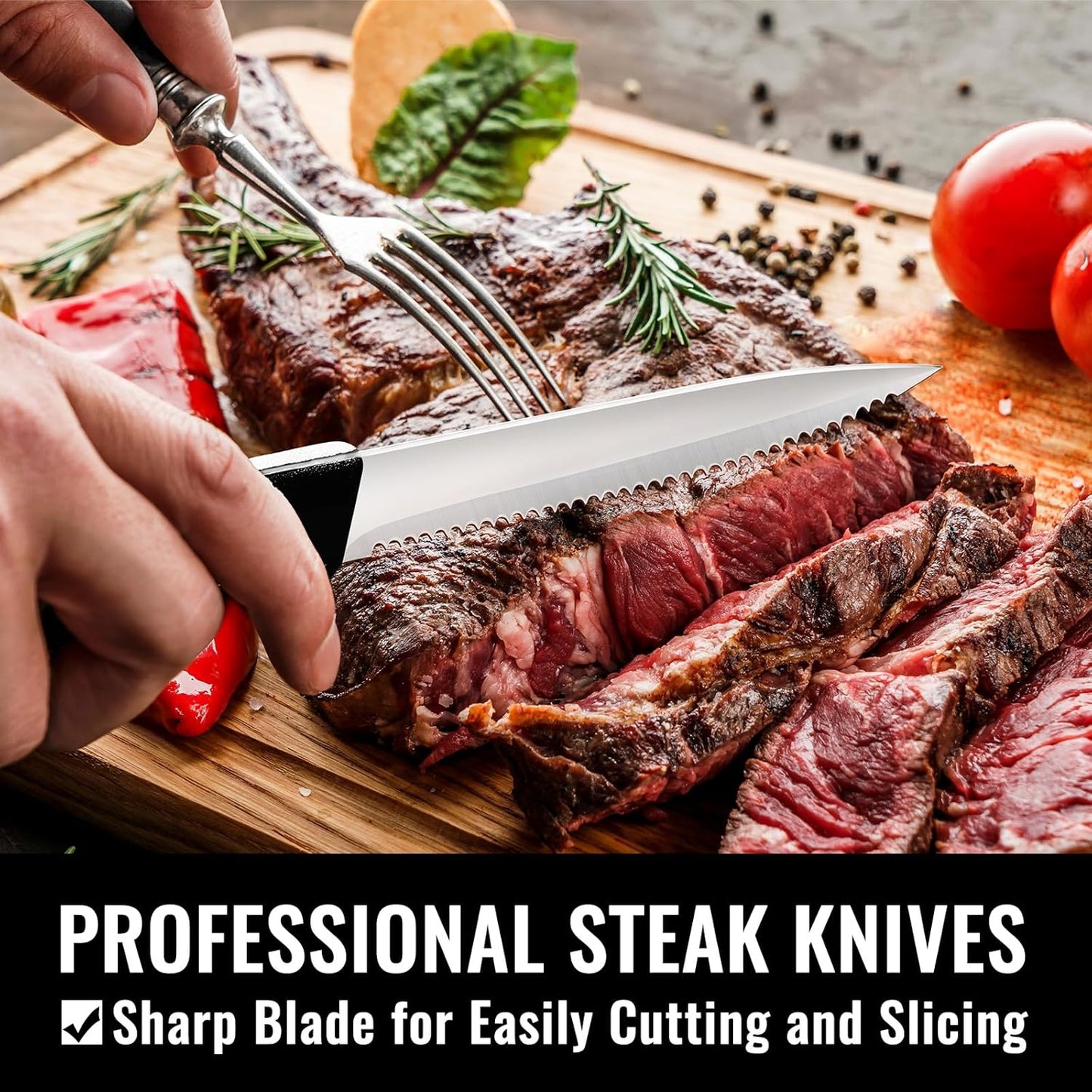 HIWARE 48-Piece Silverware Set with Steak Knives for 8, 18/8 Stainless