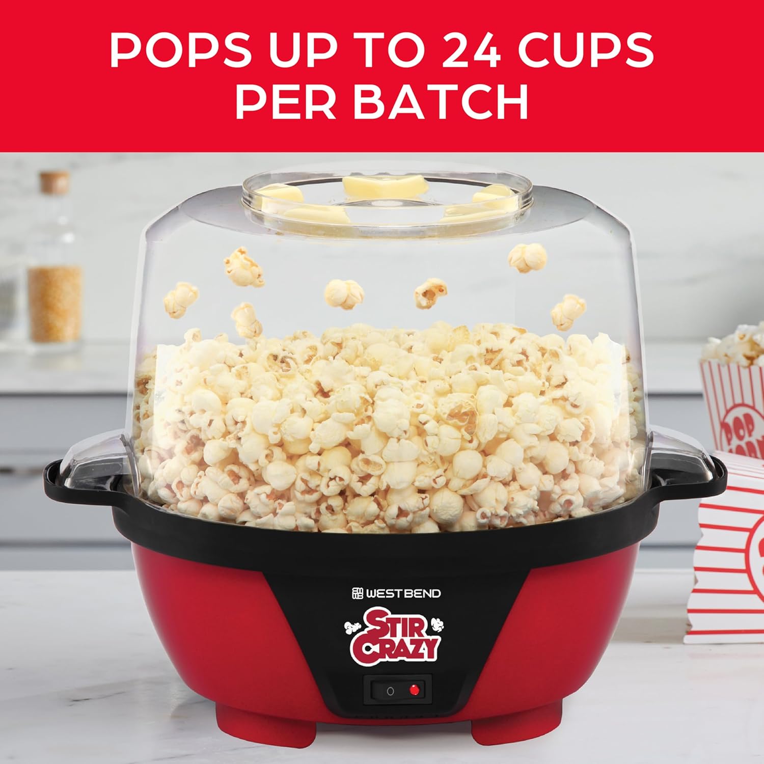 West Bend Stir Crazy Hot Oil Popcorn Popper, Popcorn Maker Machine wit