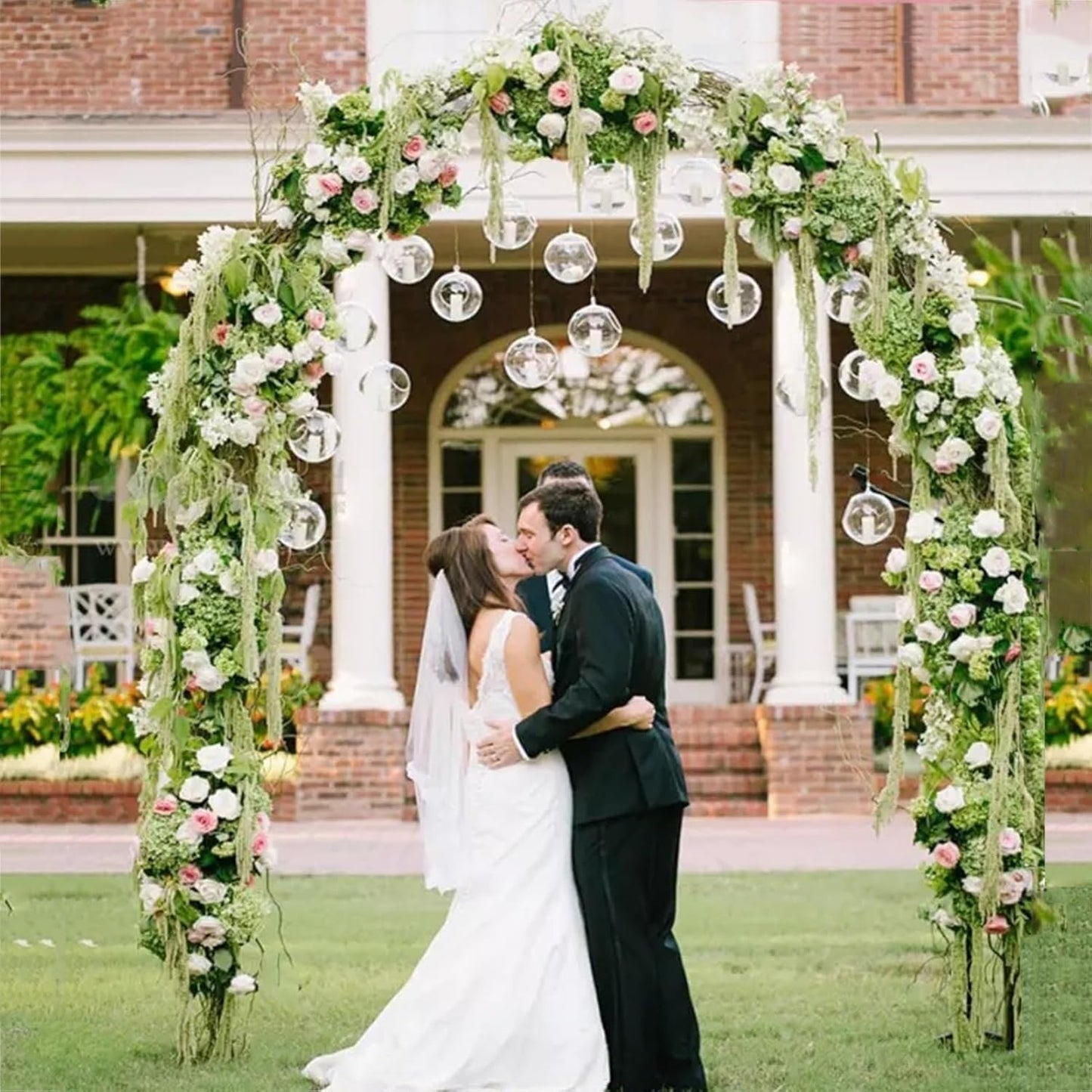 Garden Arch Trellis for Climbing Plants, Wedding Archway, Easy Assembly Rose Arbor, Outdoor Garden Decoration, Green Color, 140x230x25cm, Durable Support Structure