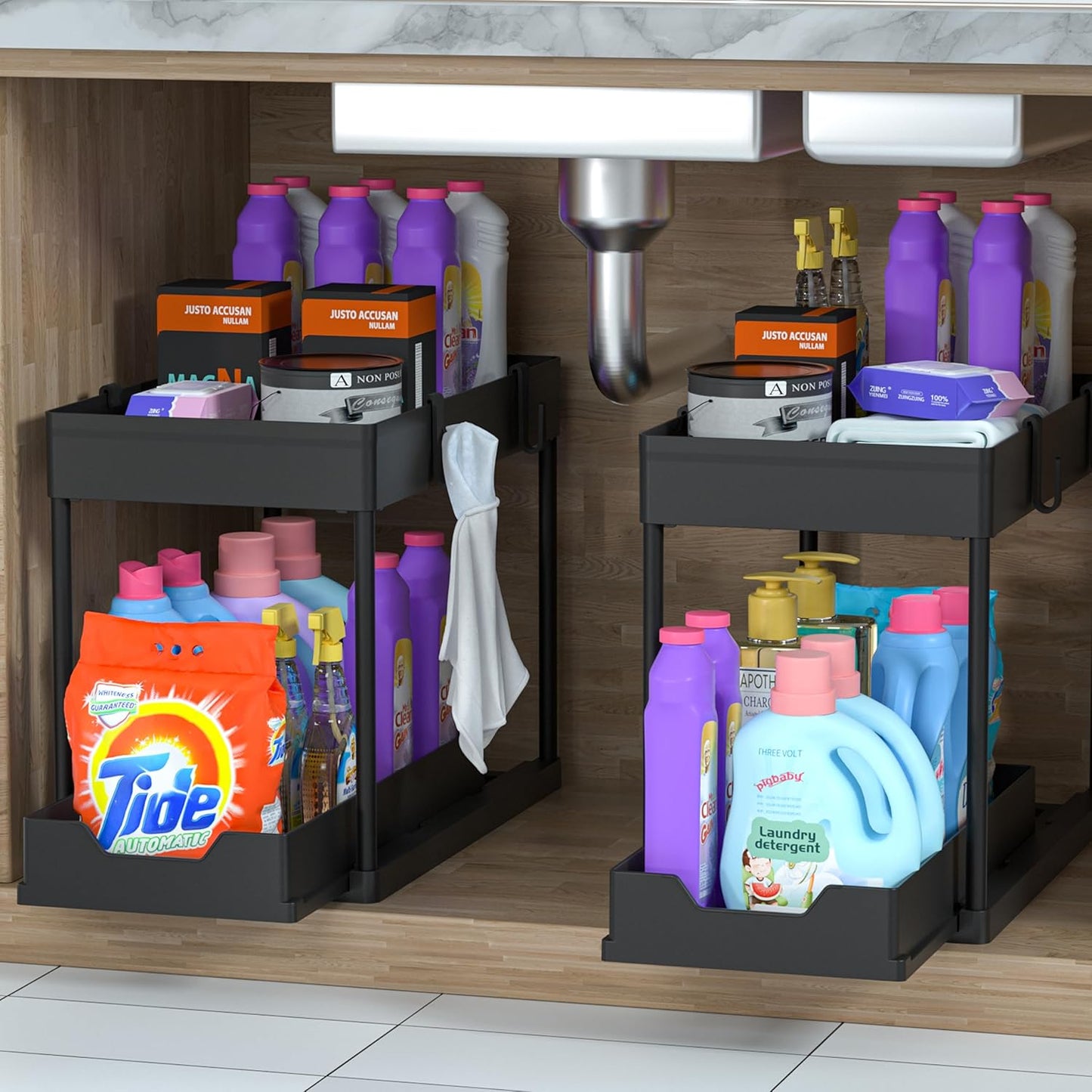 DEKAVA Under Sink Organizer 2 Pack, Bathroom Cabinet Organizer, 2 Tier