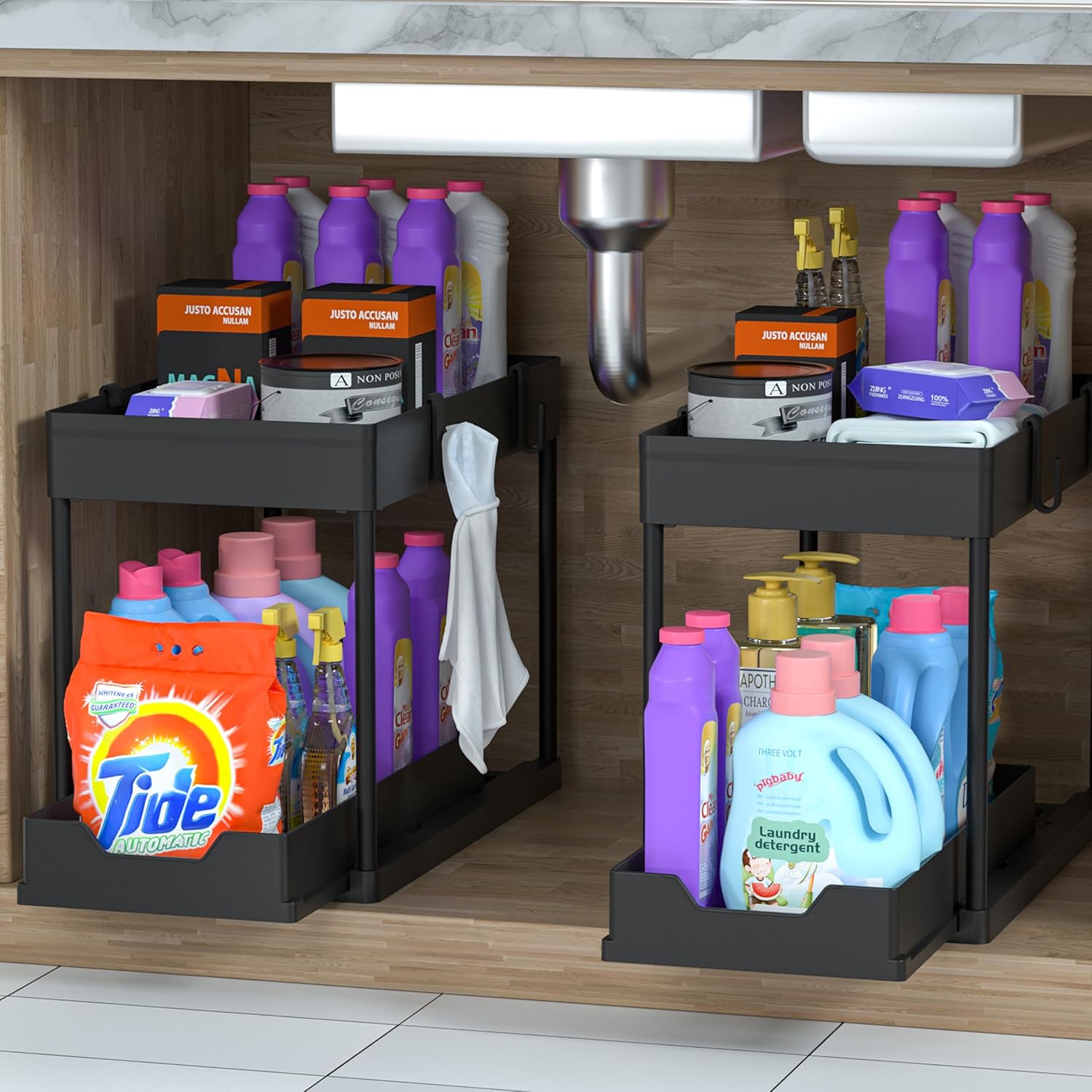 DEKAVA Under Sink Organizer 2 Pack, Bathroom Cabinet Organizer, 2 Tier