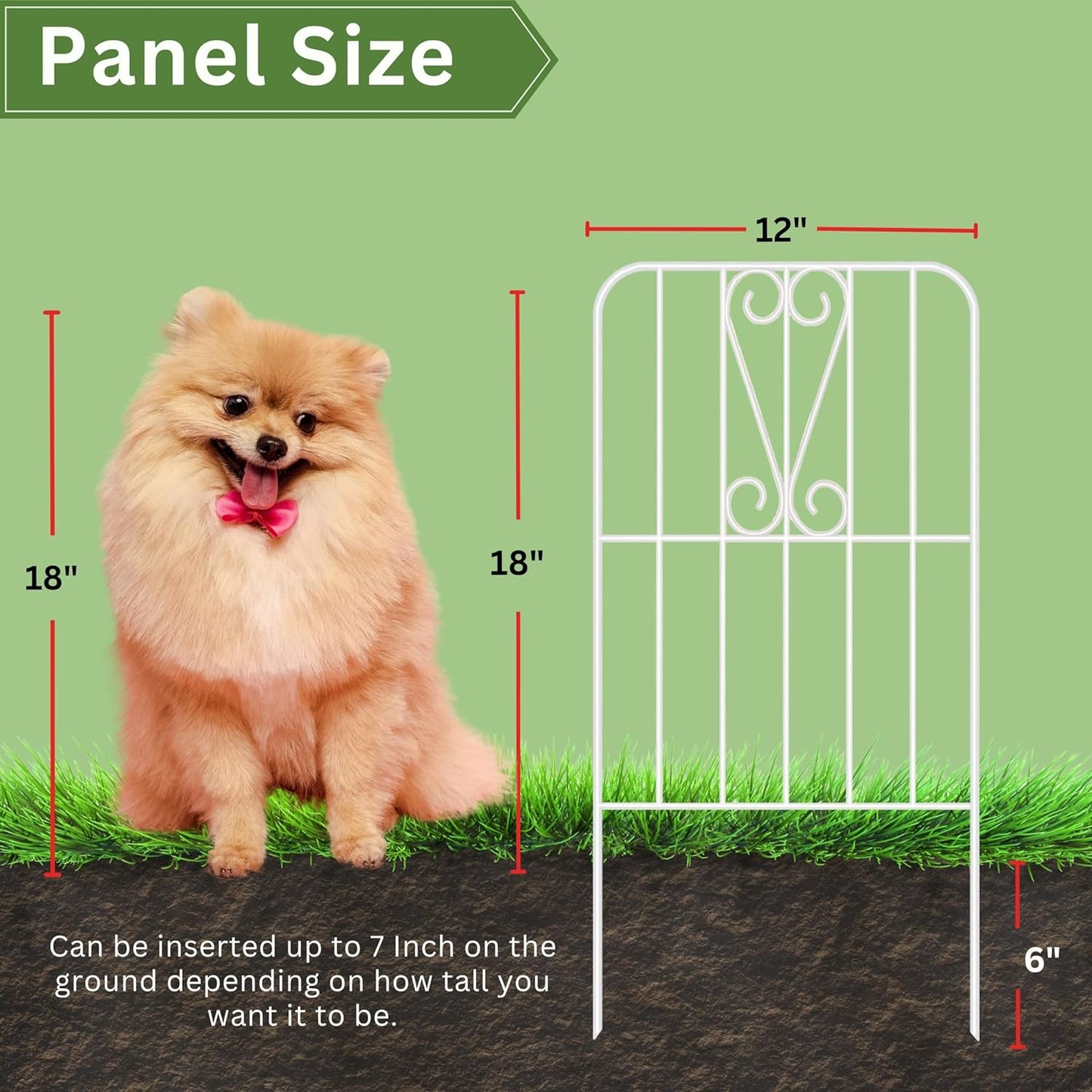 ShopLaLa Garden Fence Animal Barrier (20 Panels) 12in(L) x 24in(H) Rustproof Decorative Swan Up Down Metal Wire Fencing Flower Bed Edging for Landscape Patio Yard Decor White Small Fences for Dogs