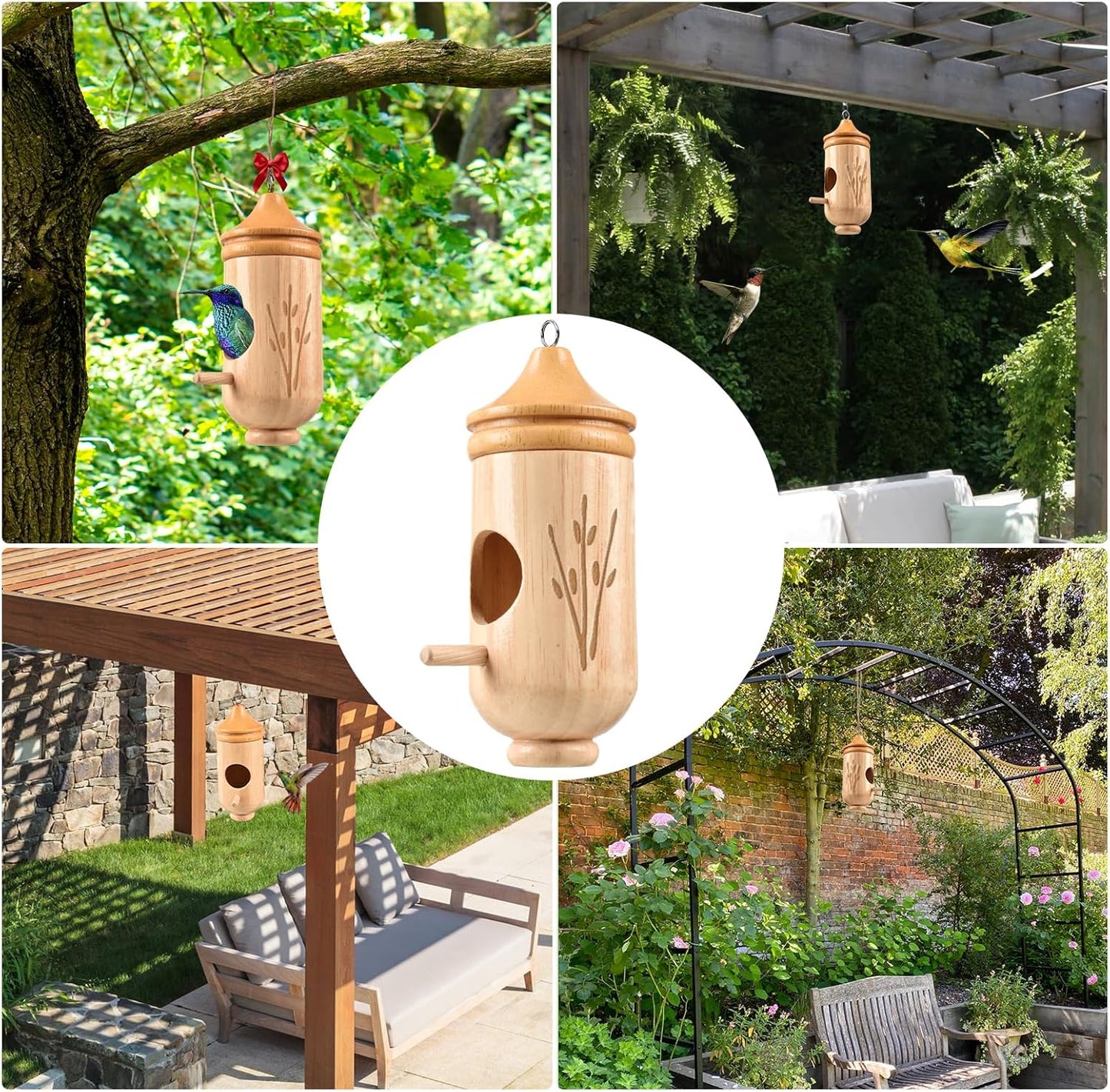 Hummingbird House, Solid Wood Hummingbird Houses for Outside-Exquisite