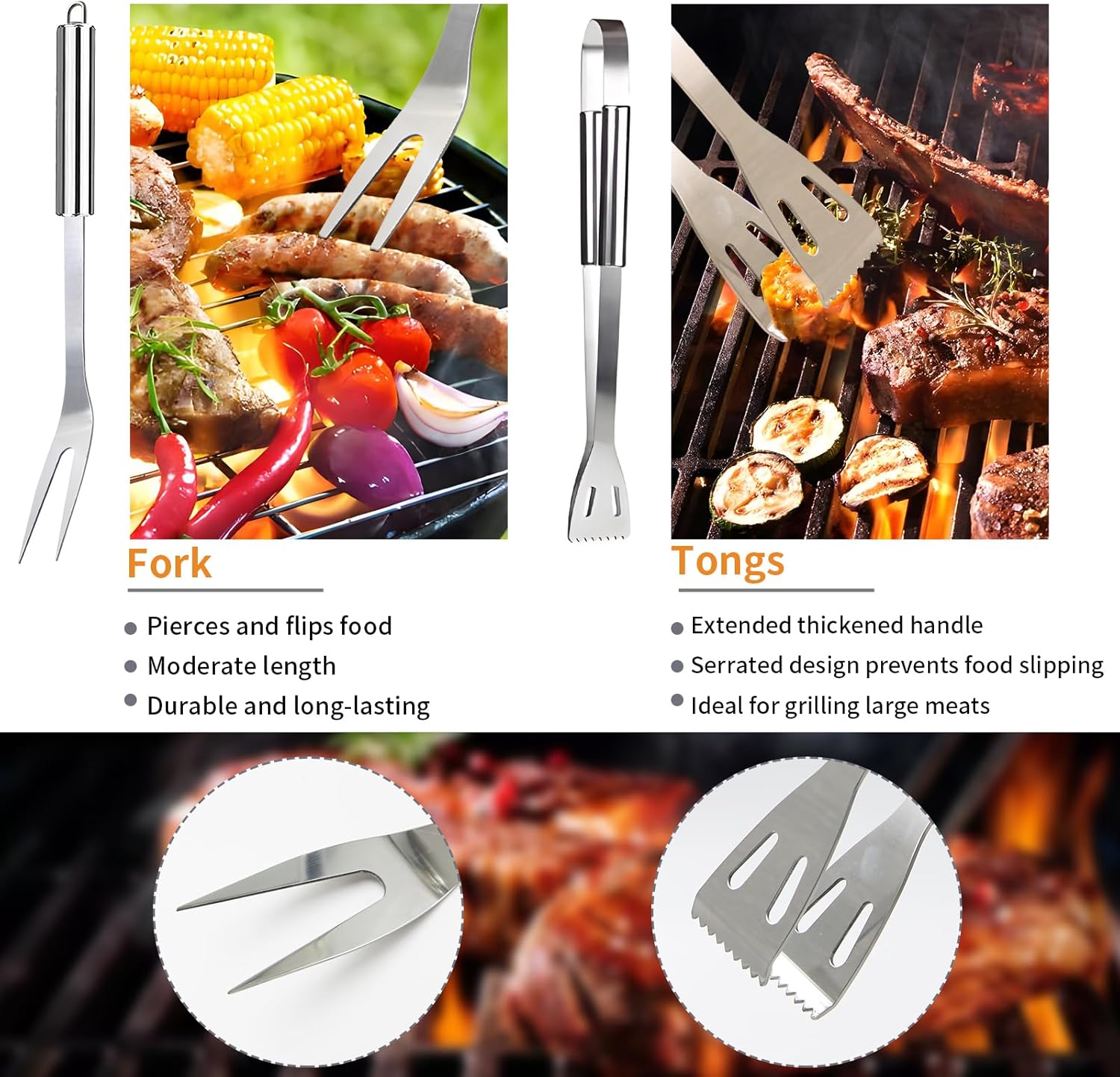 11Pcs Stainless Steel BBQ Grilling Accessories Set, Dad Gifts for Fath