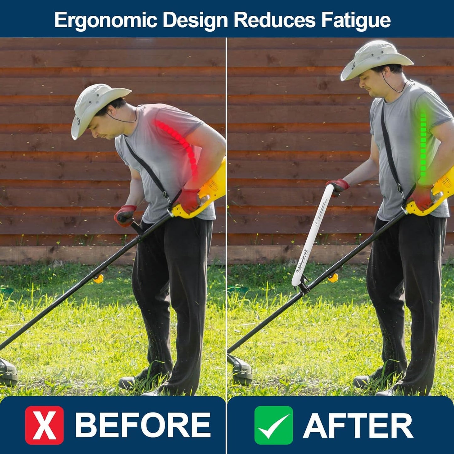 Upgraded Weed Eater Handle, String Trimmer Handle Extension, Ergonomic