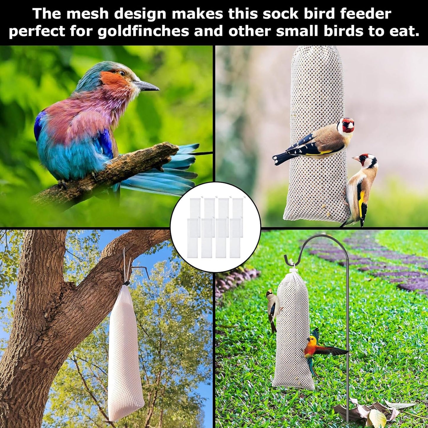 8 Pcs Finch Sock,Finch Sock Feeder,Feeders for Outside,Thistle Bird for Thistle Seed,Bird Food Supply Tools for Garden Yard Wild Feeding